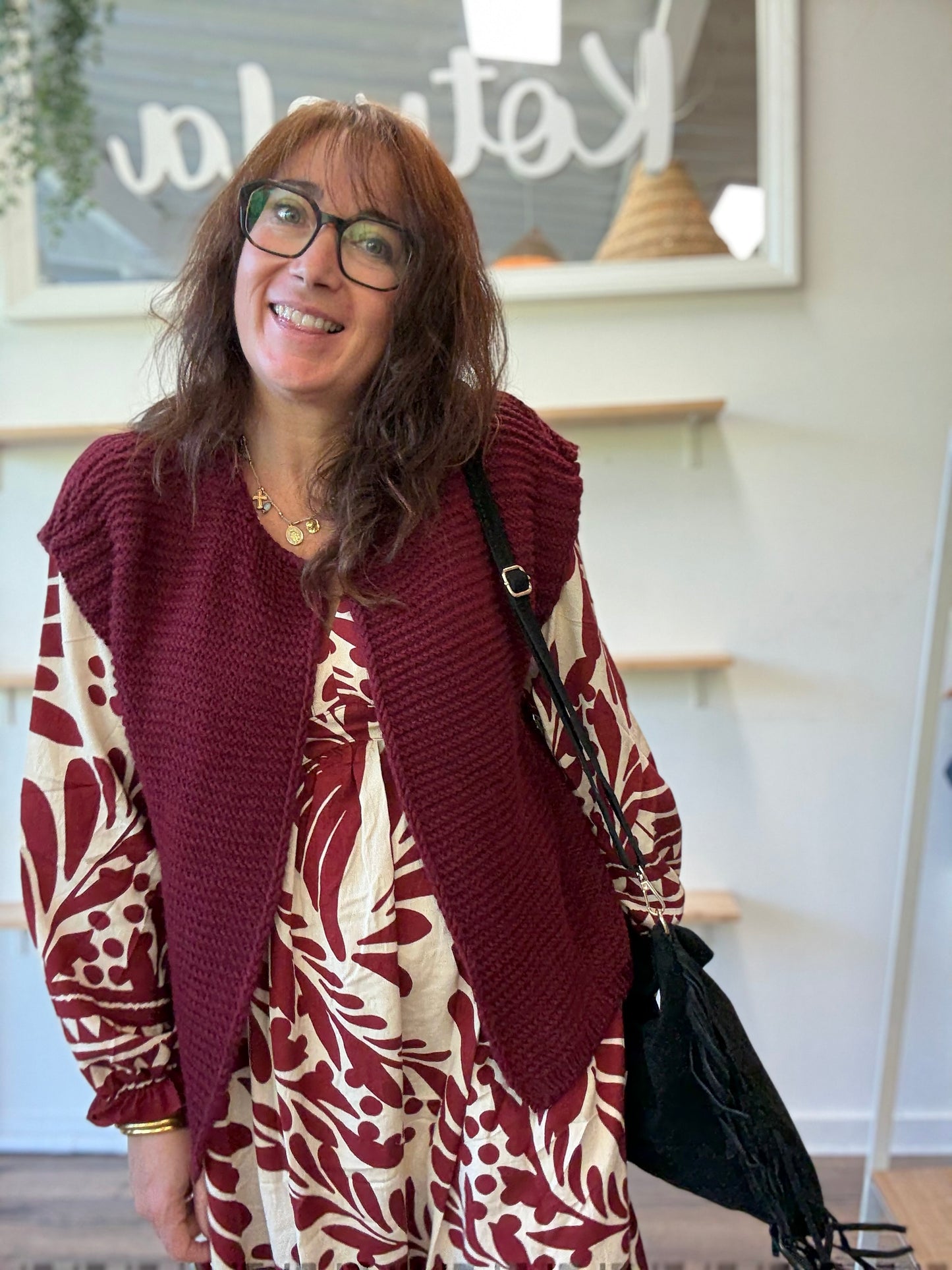 Gilet sans manches cow girl Bordeaux