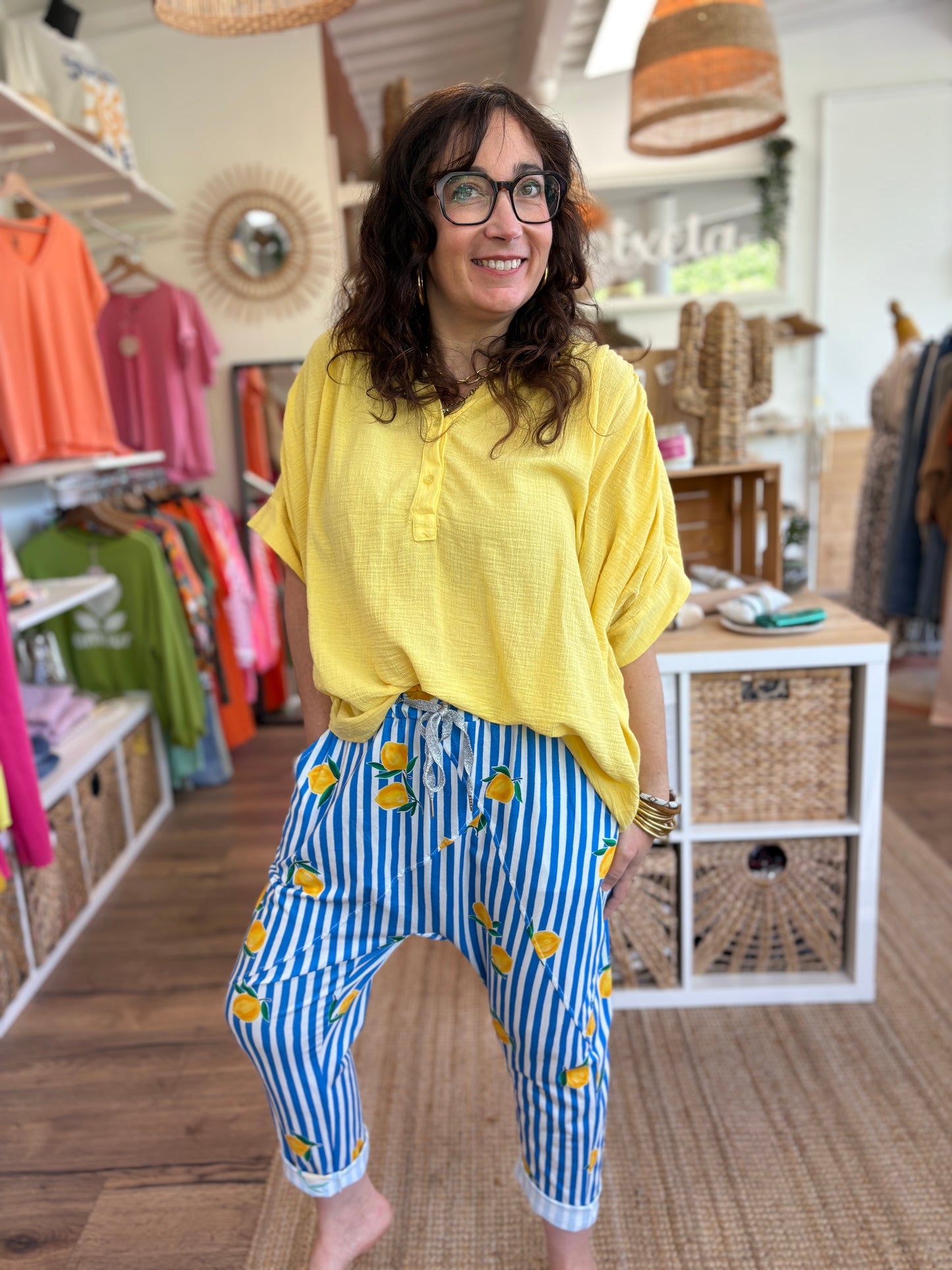 Blouse gaze de coton jaune