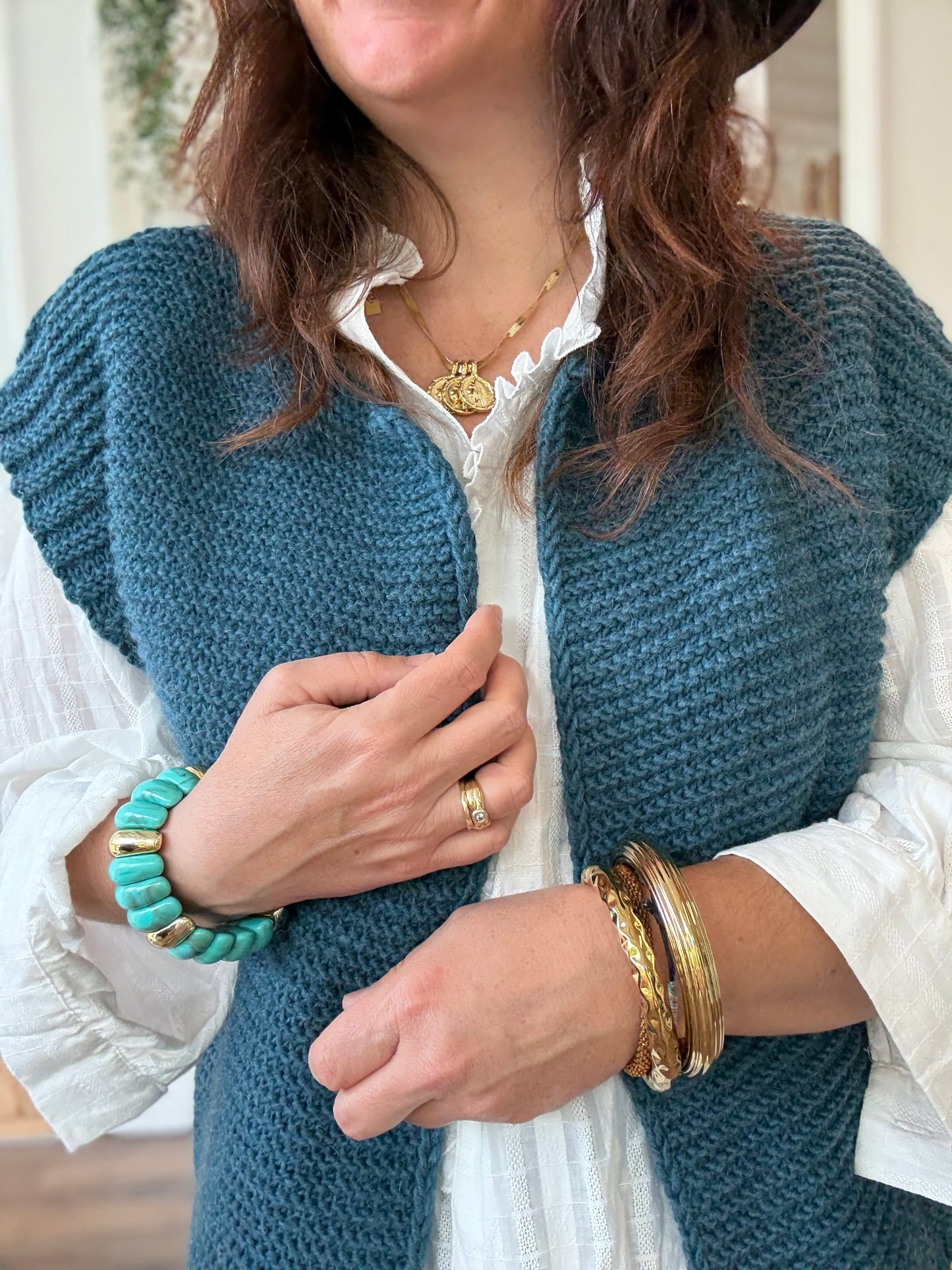 Gilet sans manches cow girl bleu