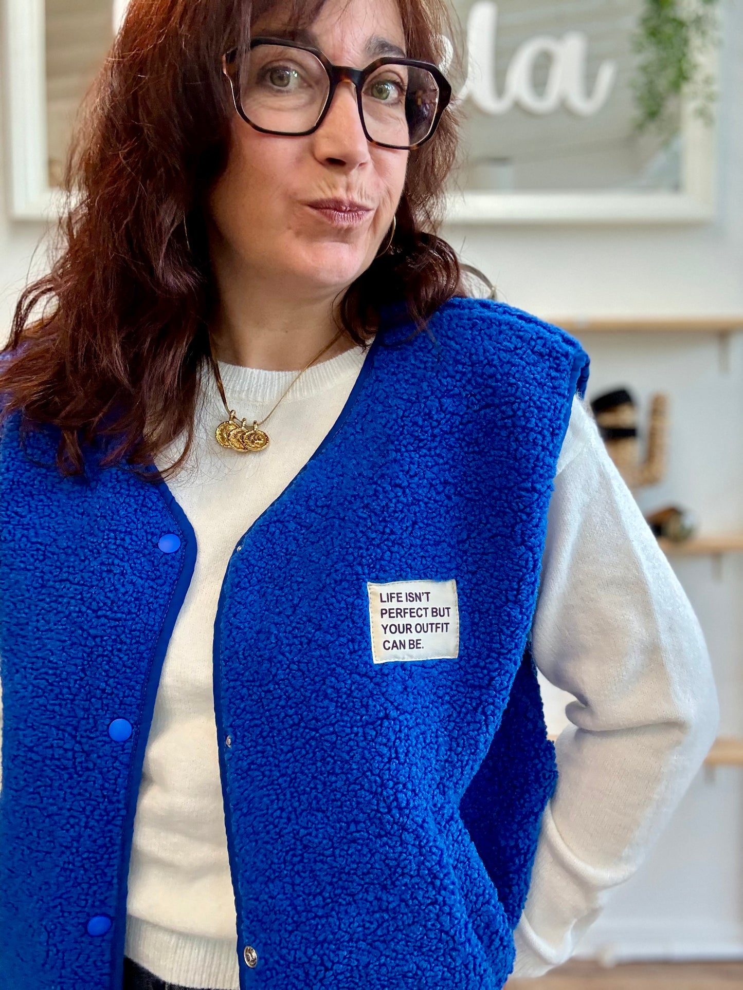 Veste Teddy bleu roi