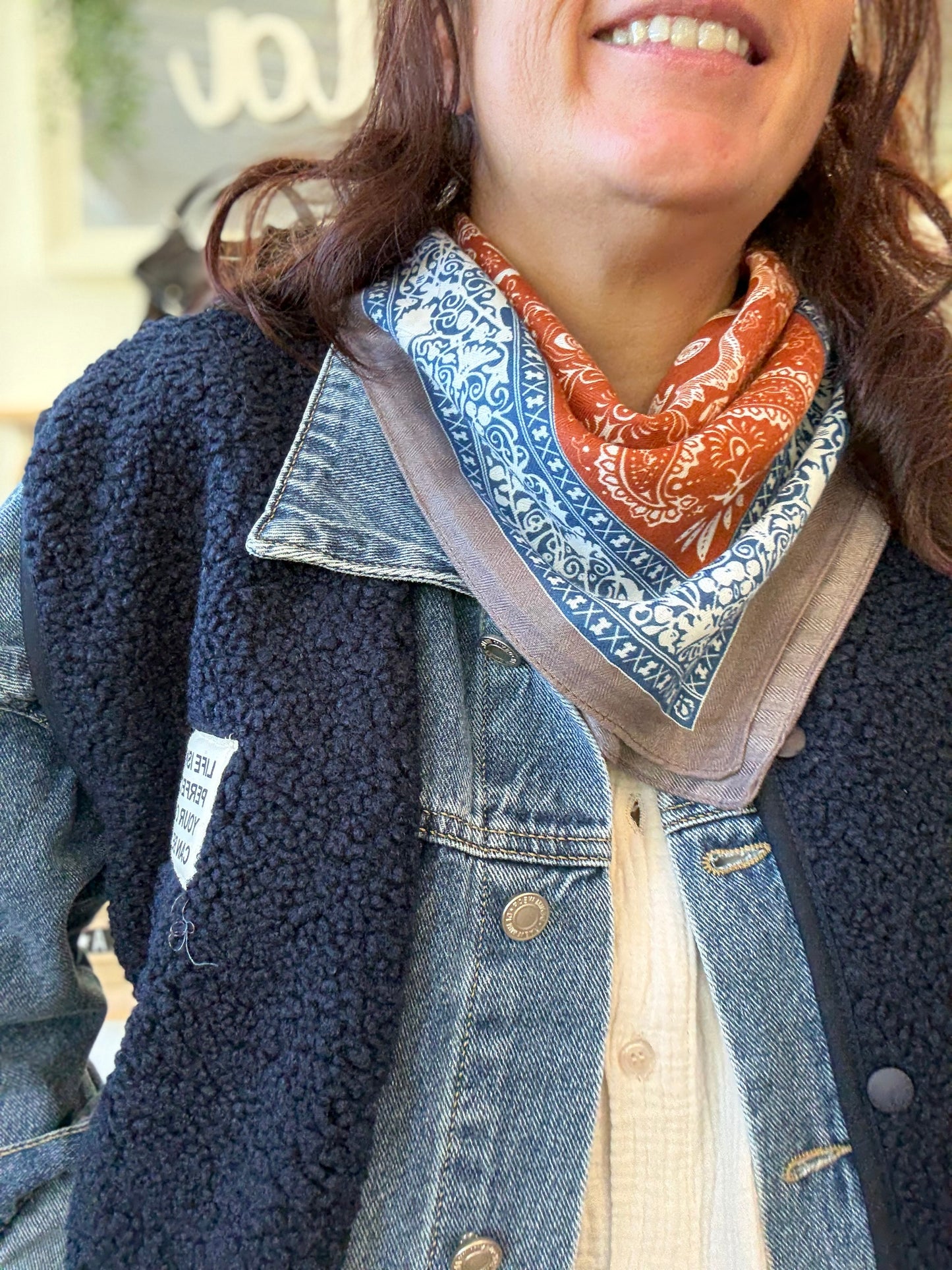 Foulard bandana bleu rouille