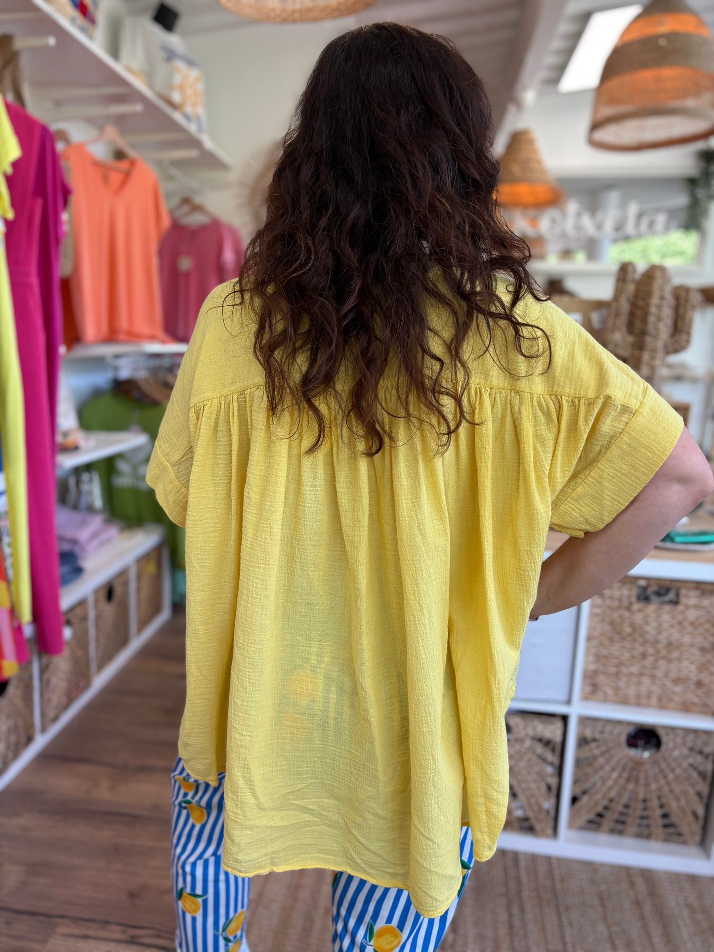 Blouse gaze de coton jaune