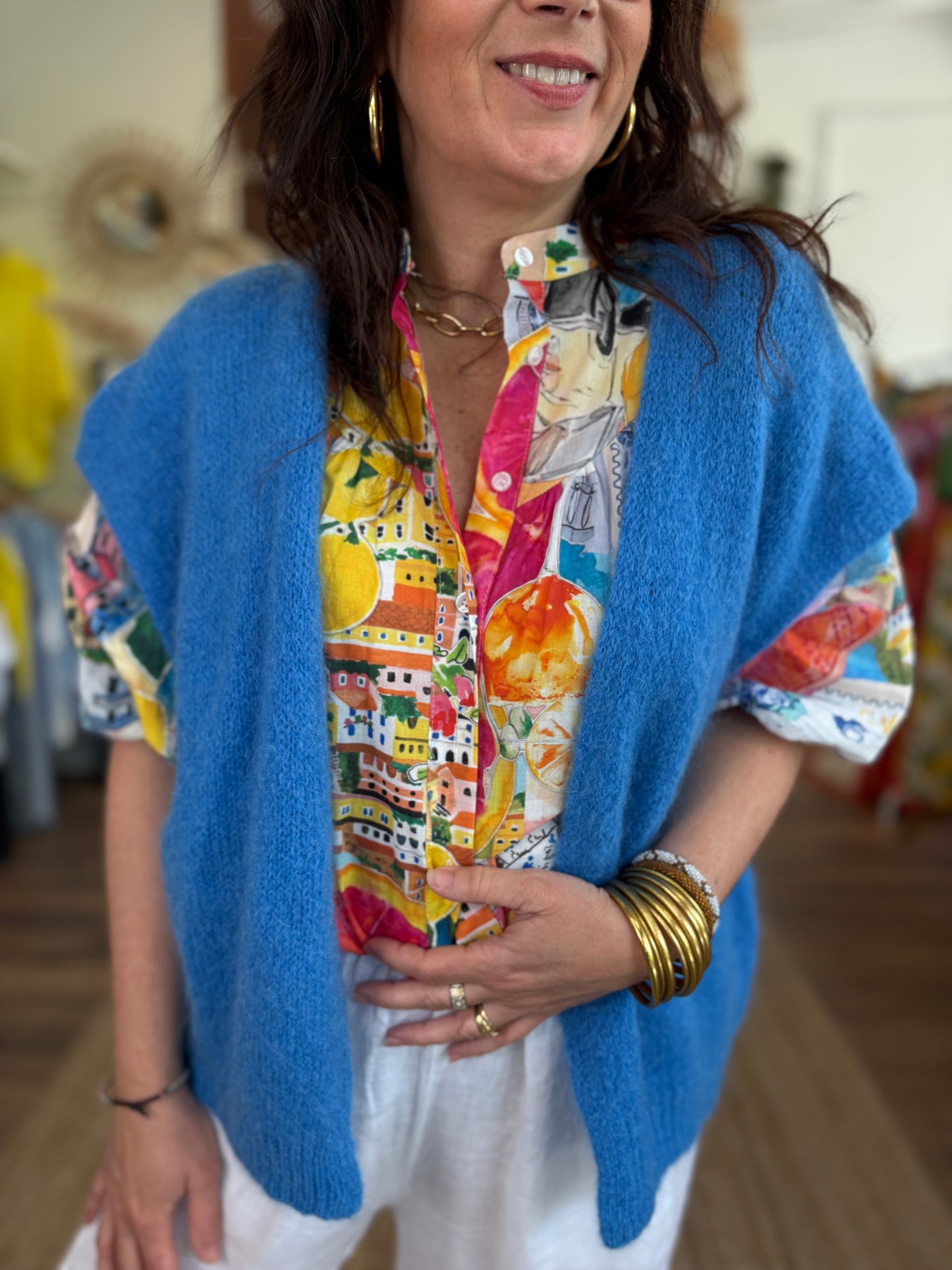 Gilet sans manches bleu toi
