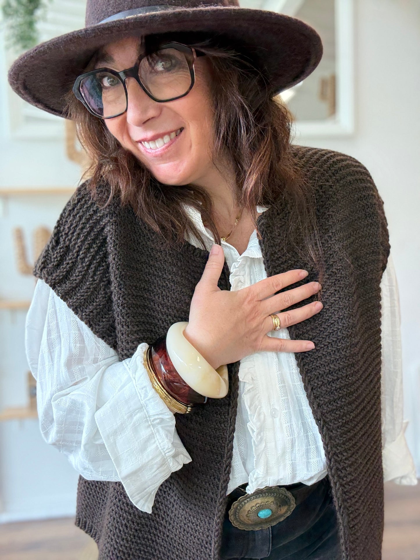 Gilet sans manches cow girl chocolat