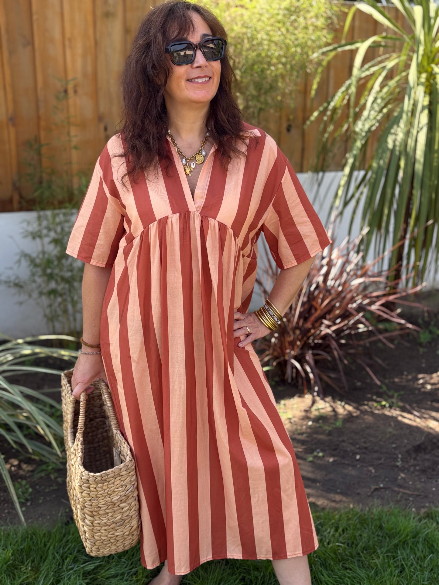 Robe midi terracotta stripe