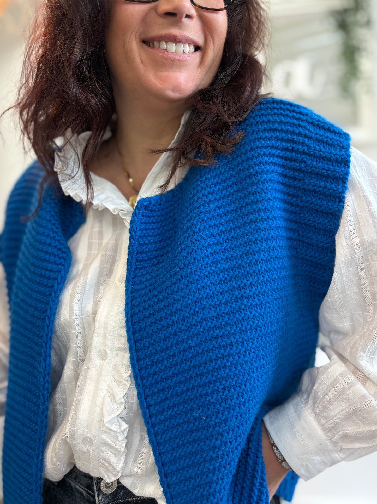 Gilet sans manches cow girl bleu roi