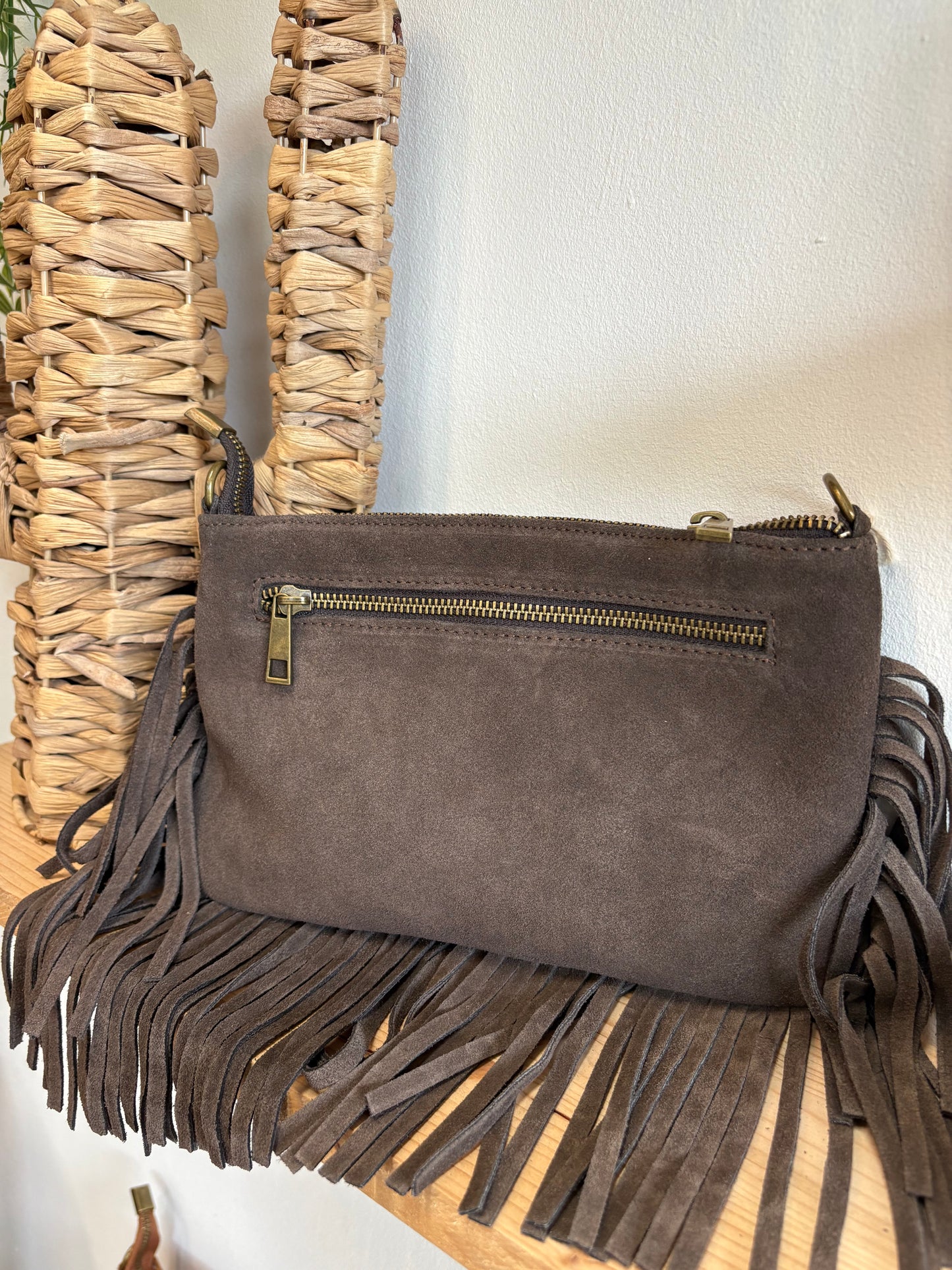 Sac à franges taupe