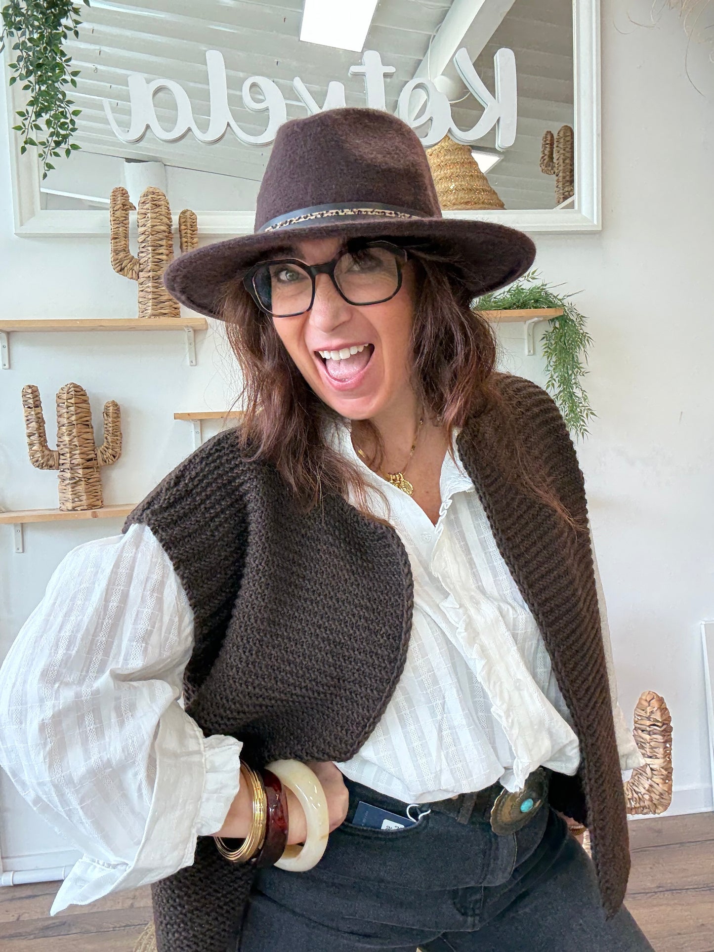 Gilet sans manches cow girl chocolat