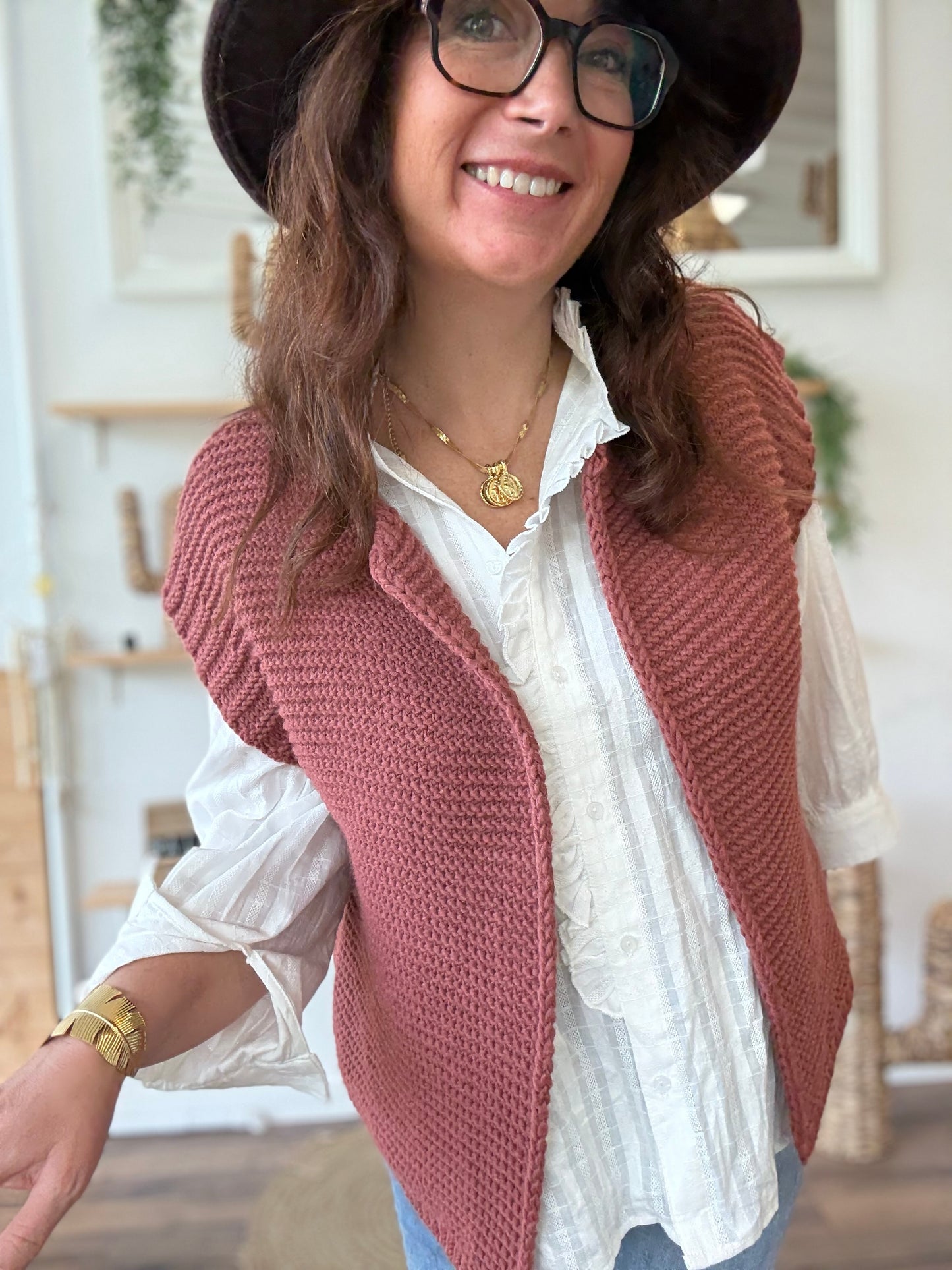 Gilet sans manches cow girl terracota