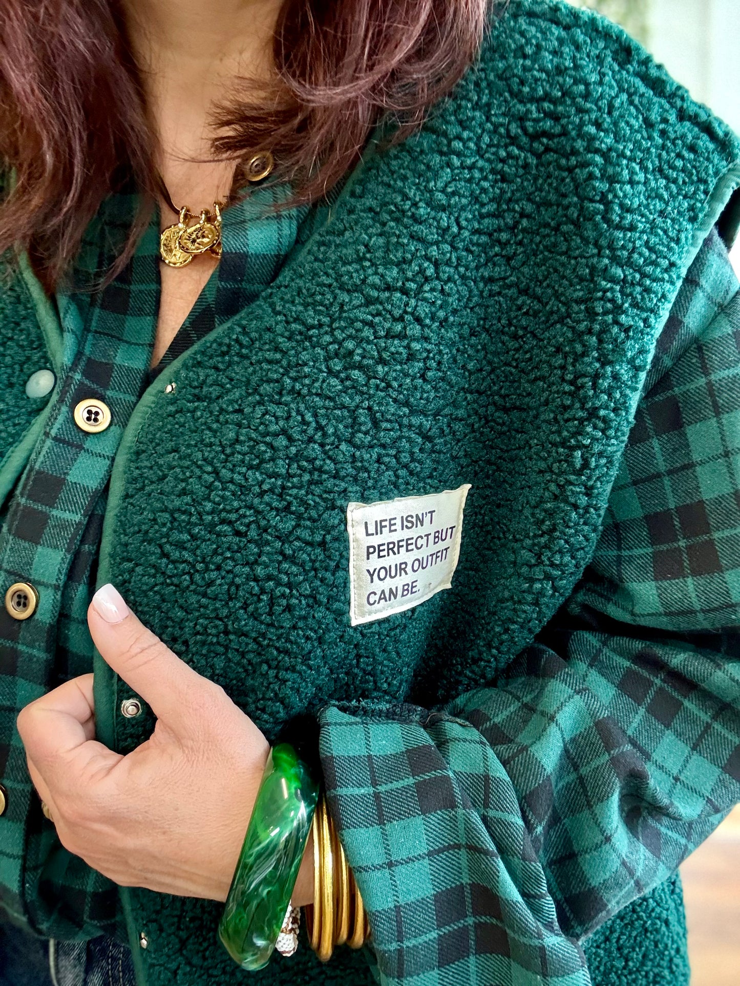 Veste Teddy vert sapin