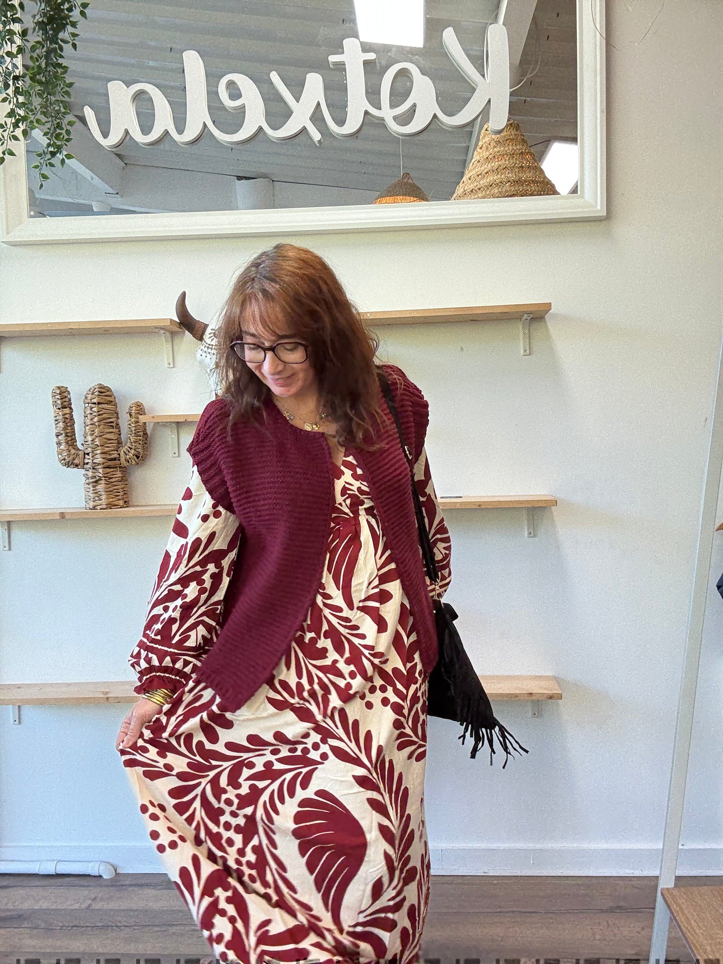 Gilet sans manches cow girl Bordeaux
