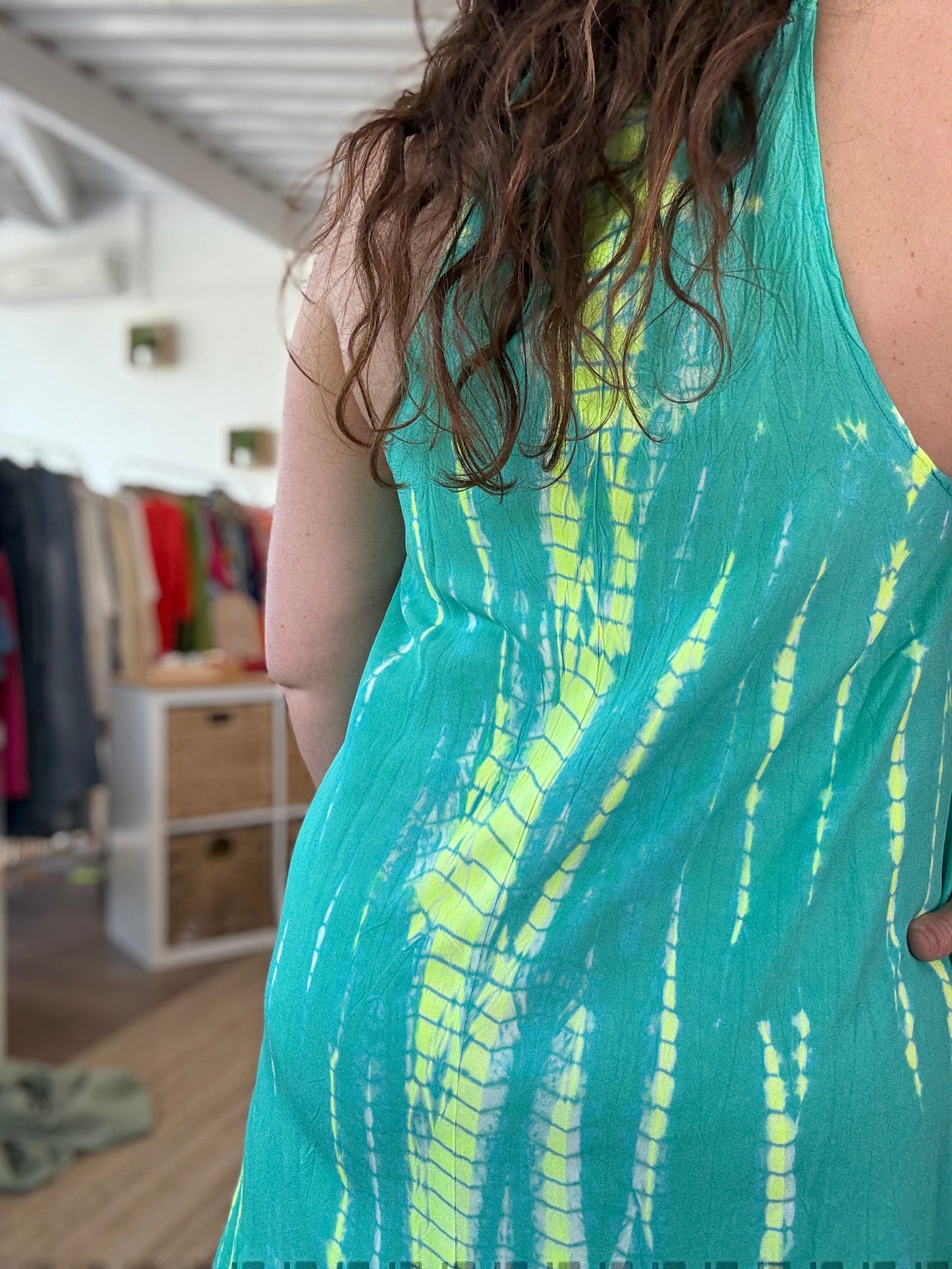 Robe SAMBAIA vert et jaune fluo