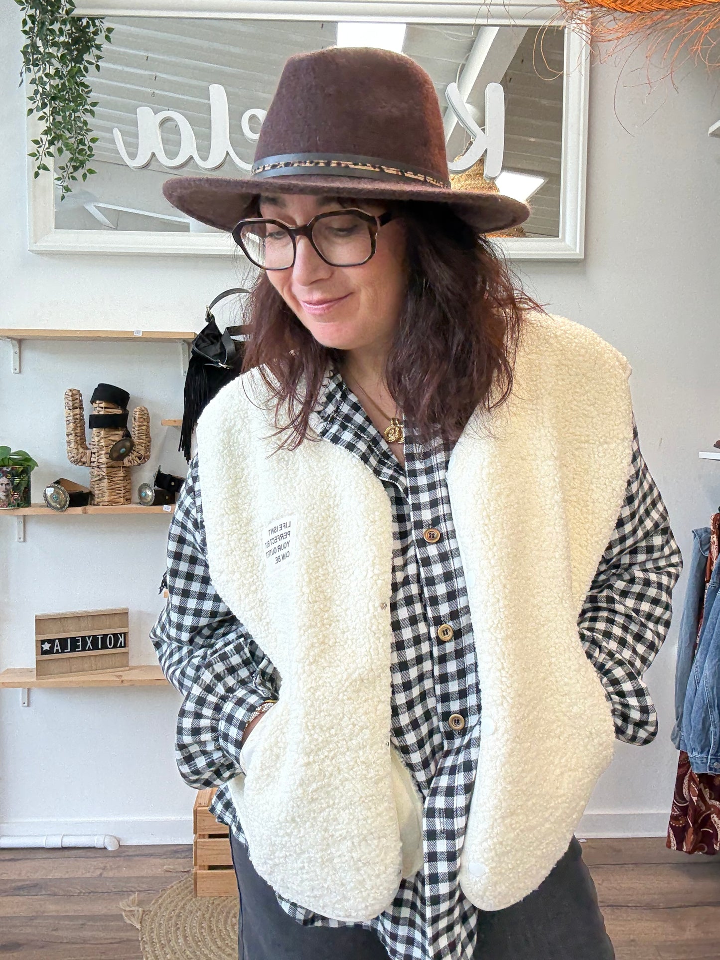 Veste Teddy Écru