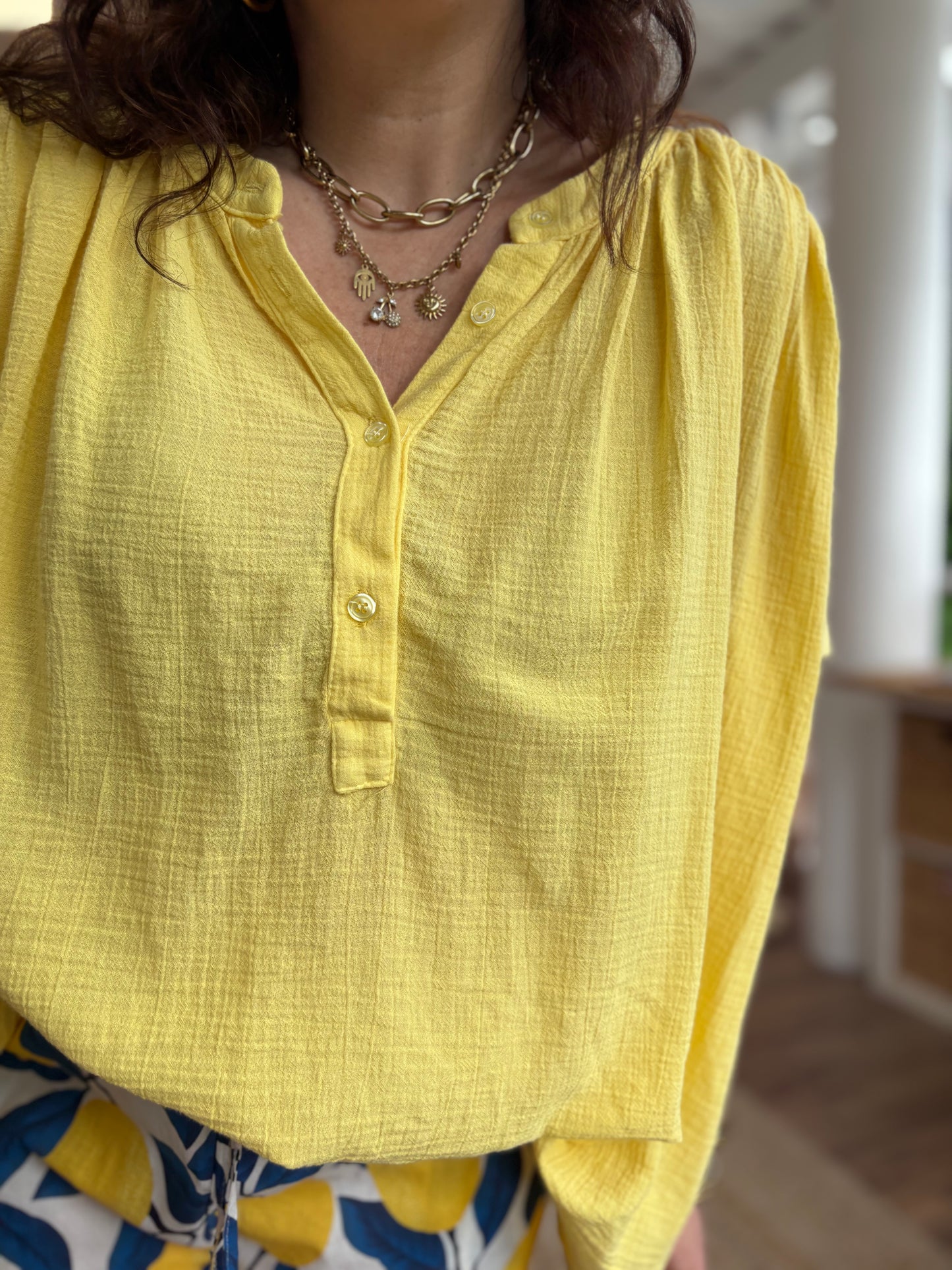 Blouse gaze de coton jaune