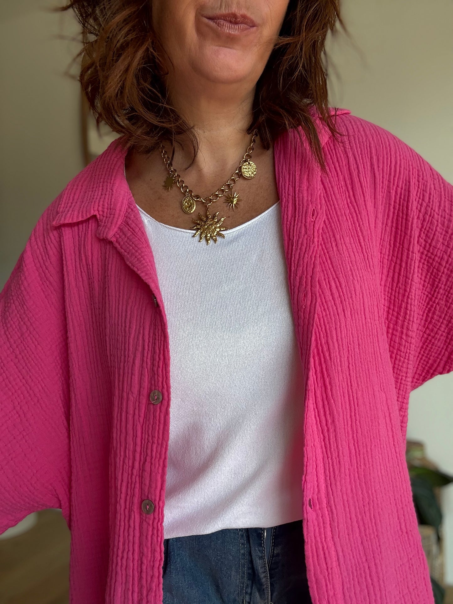 Chemise Gaze de Coton Fuchsia