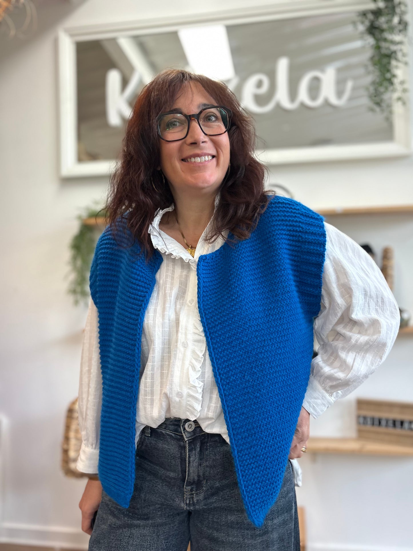 Gilet sans manches cow girl bleu roi