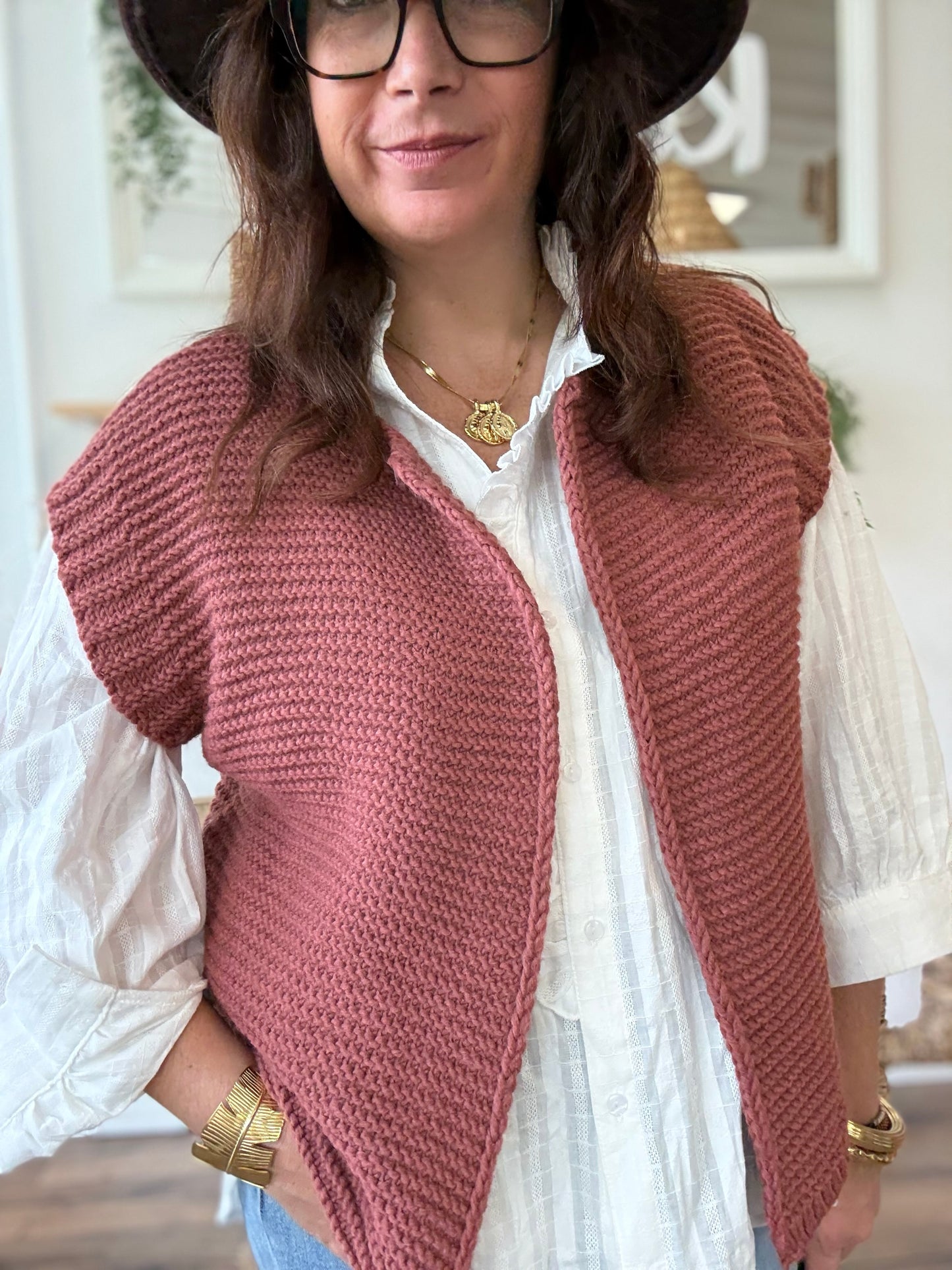 Gilet sans manches cow girl terracota