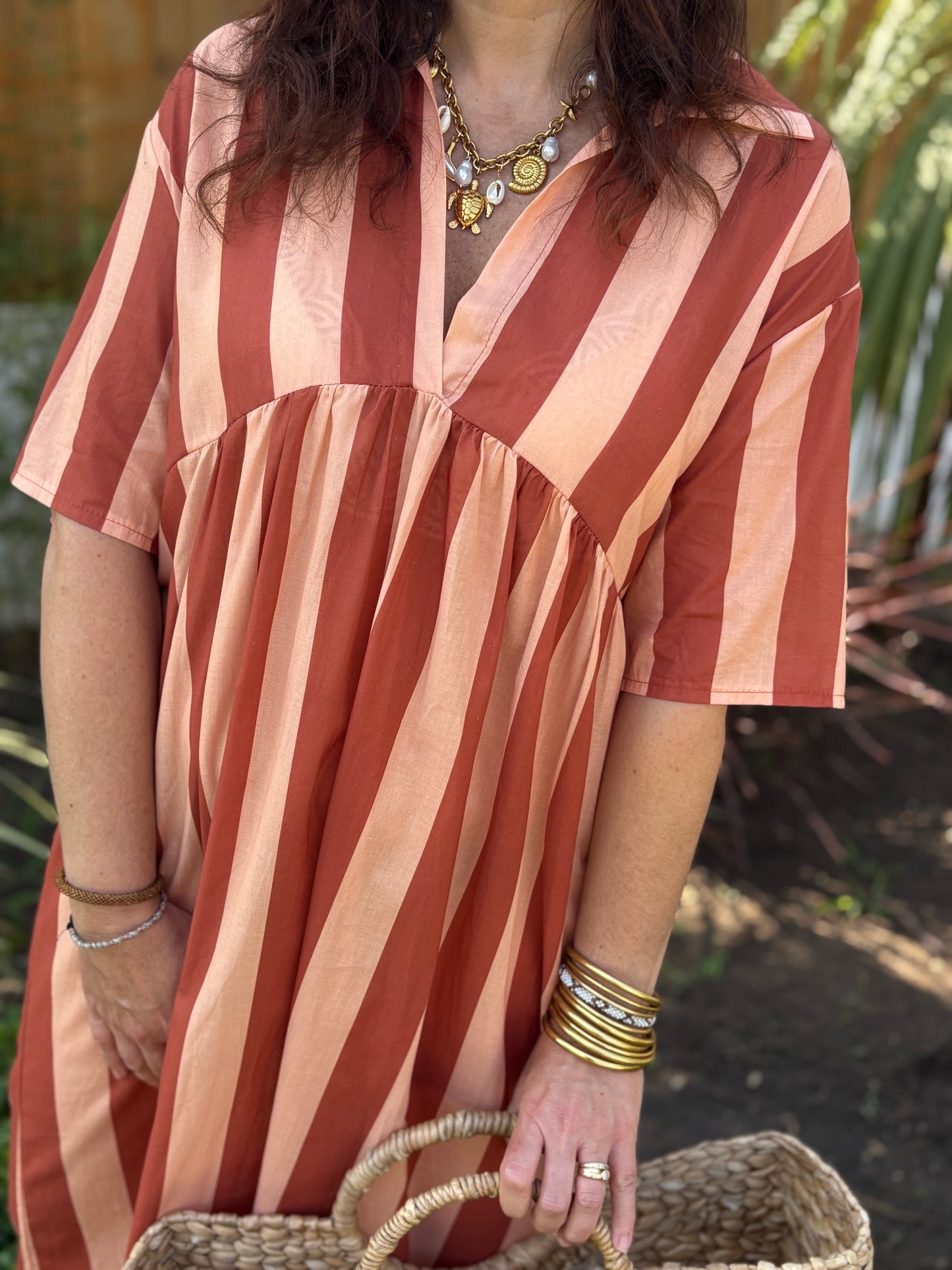 Robe midi terracotta stripe