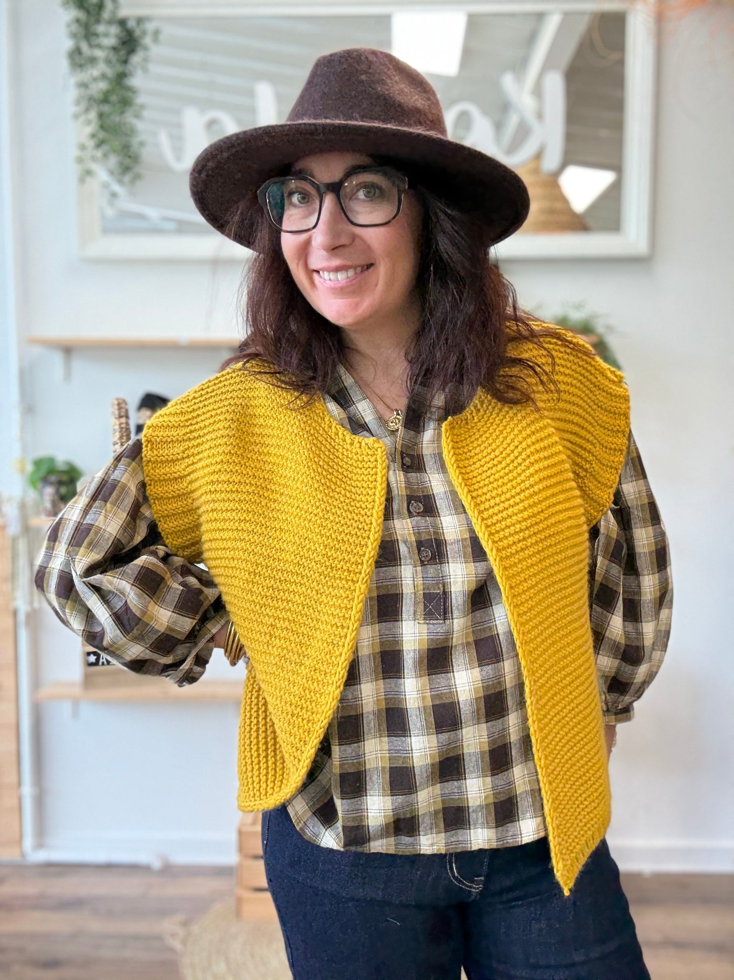 Gilet sans manches cow girl moutarde