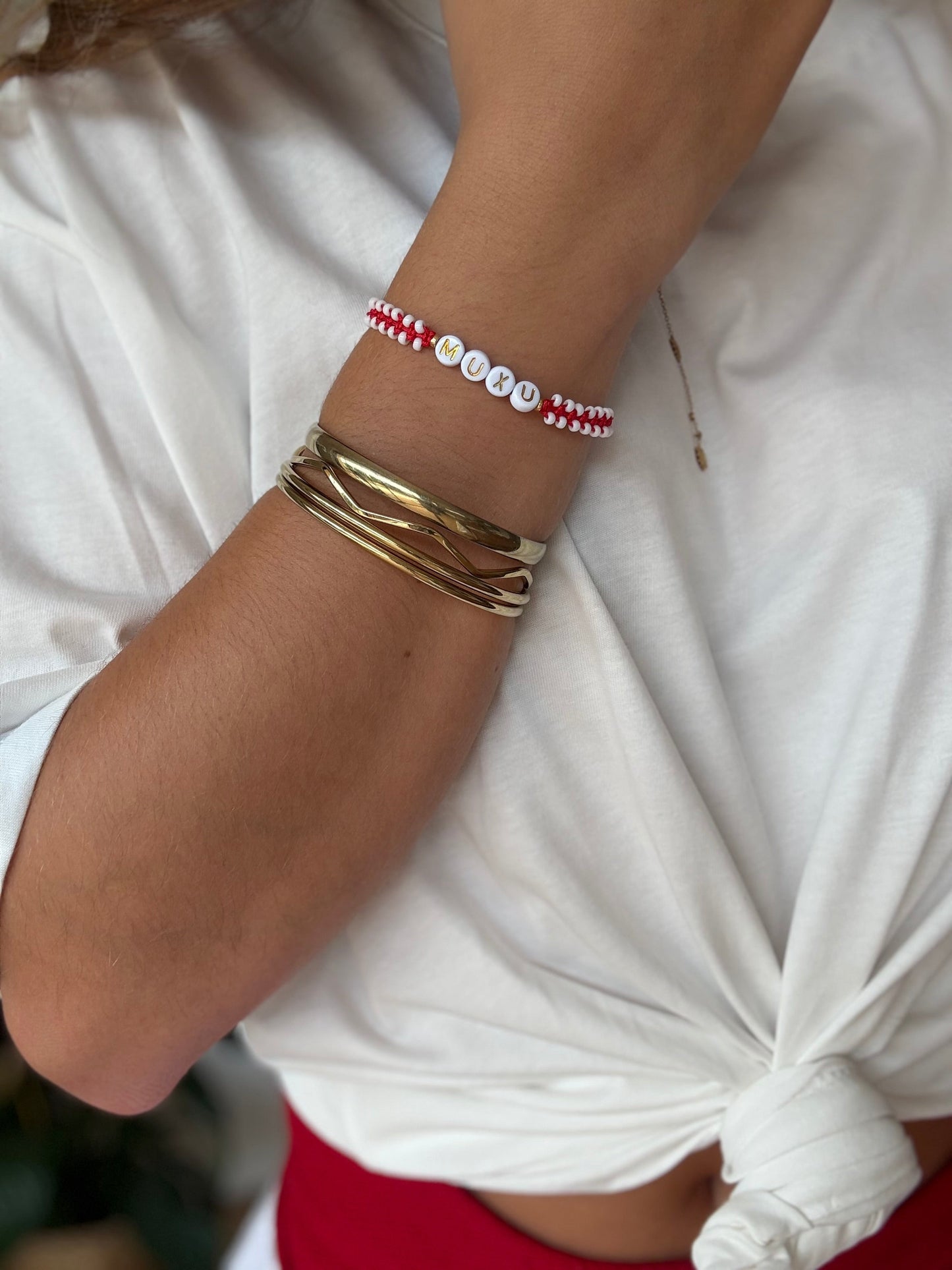 Bracelet tissé perles à message MUXU 💋