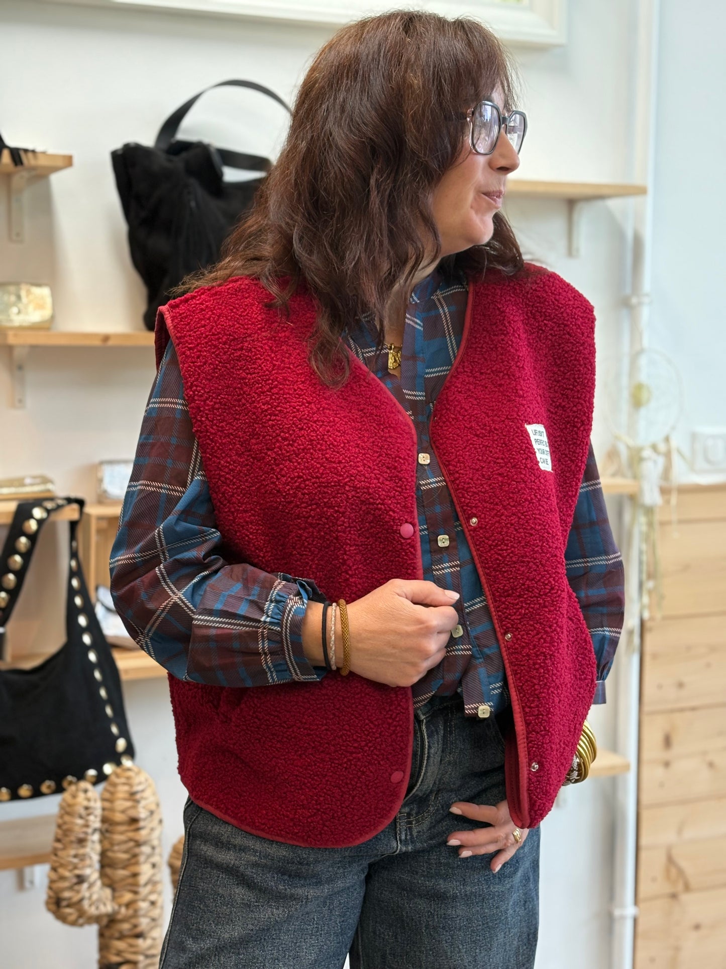 Veste Teddy Bordeaux