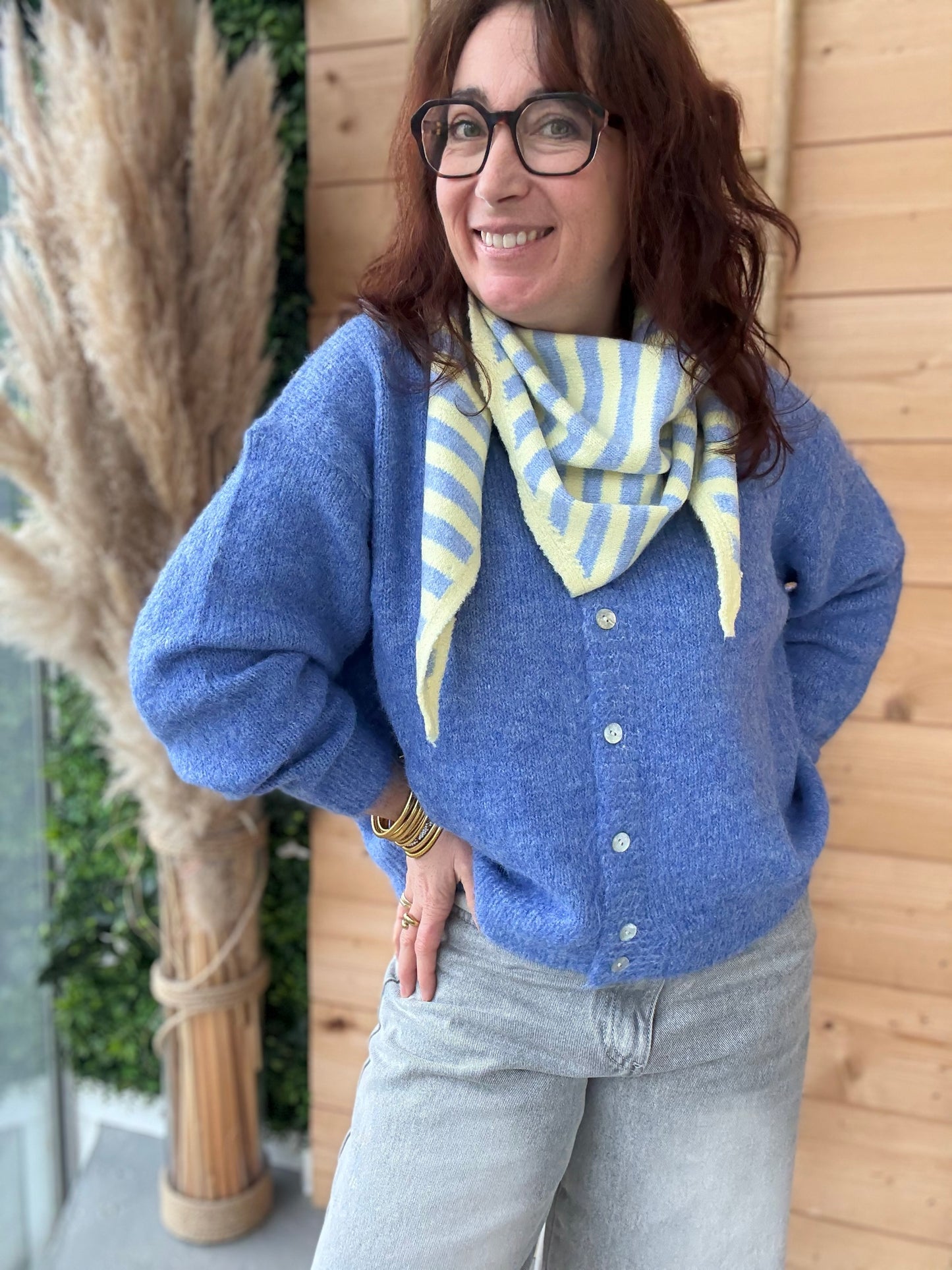 Foulard echarpe Bonny bleu jaune