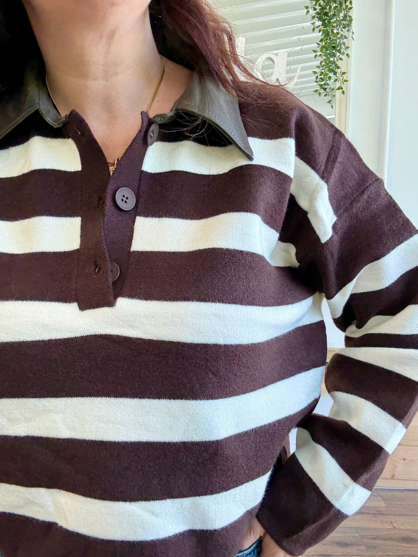 Polo rayé chocolat