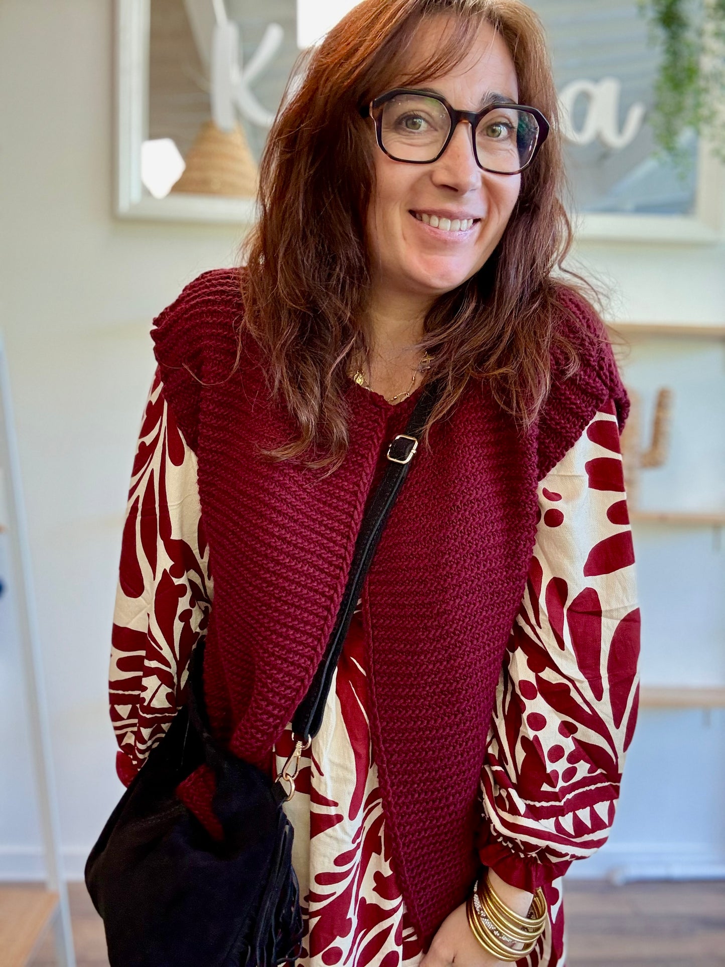 Gilet sans manches cow girl Bordeaux