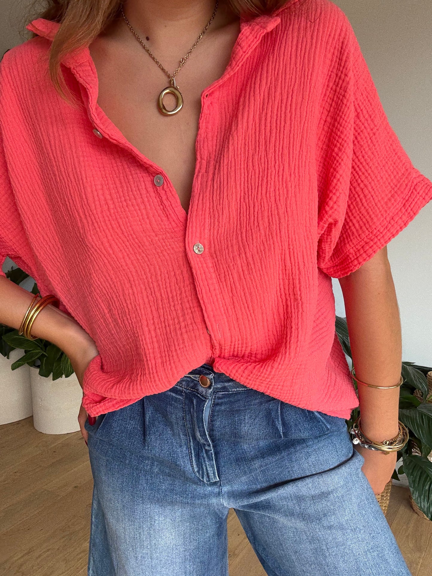 Chemise Gaze de Coton Corail