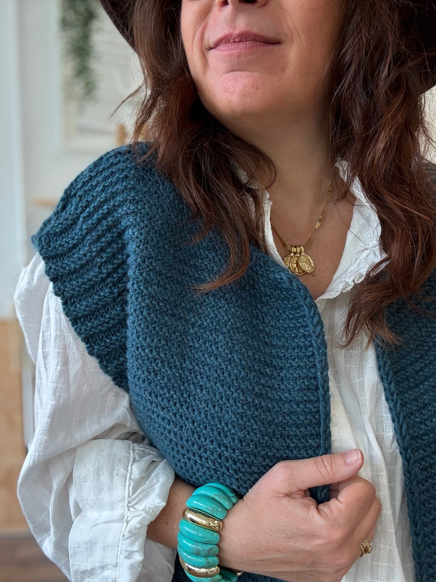Gilet sans manches cow girl bleu