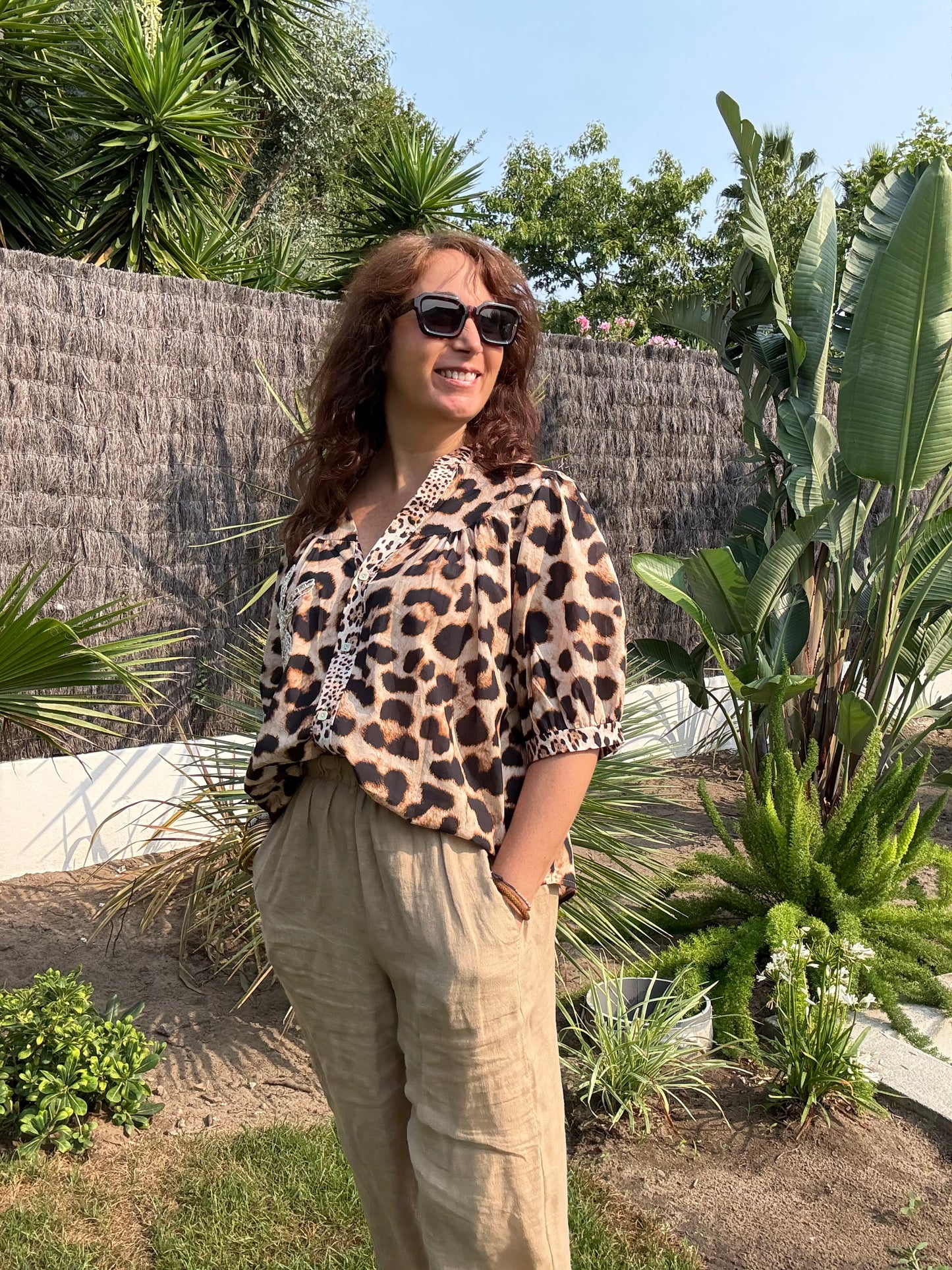 Pantalon en lin magique camel