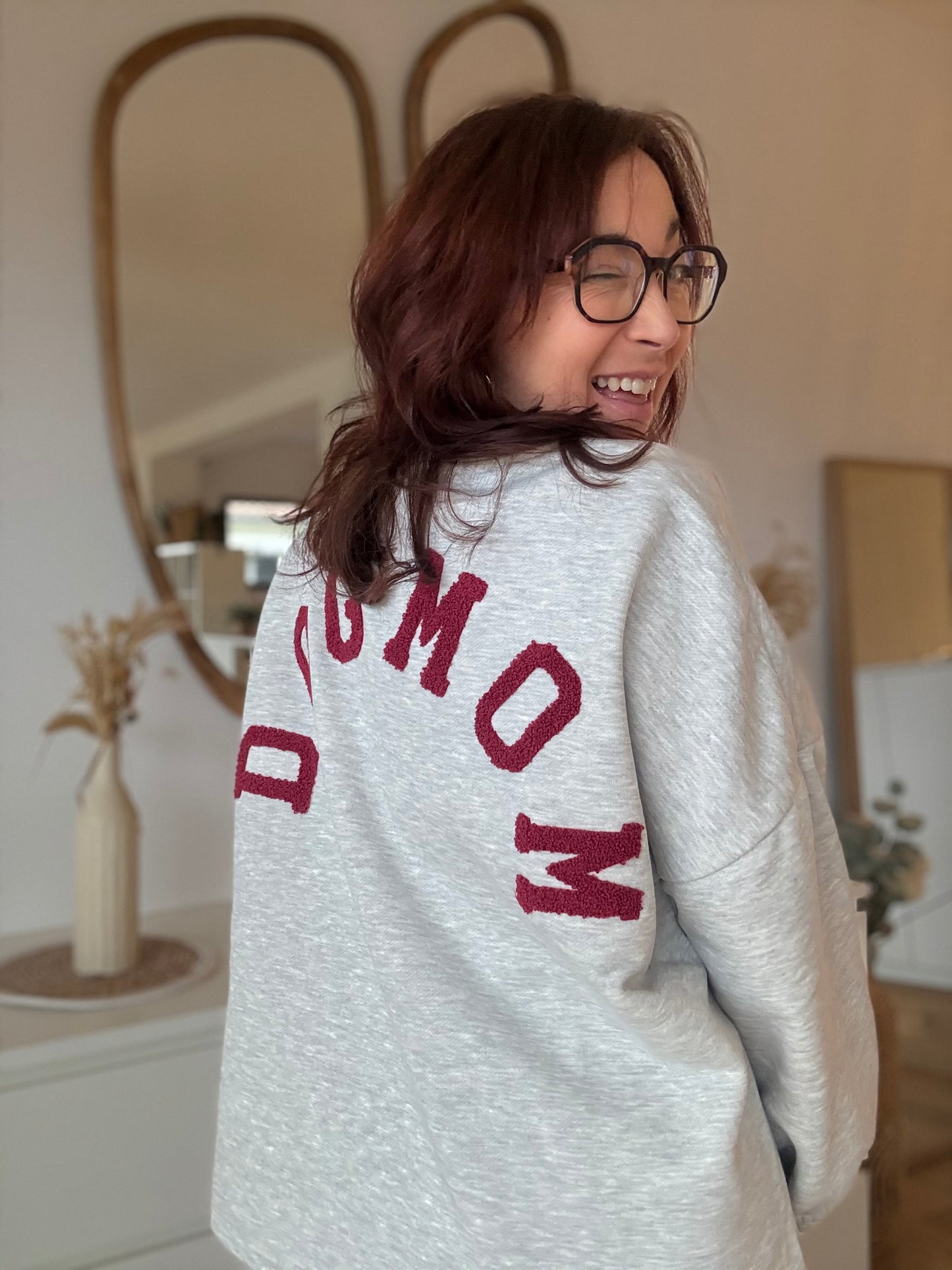 Sweat Dog Mom gris clair /bordeaux