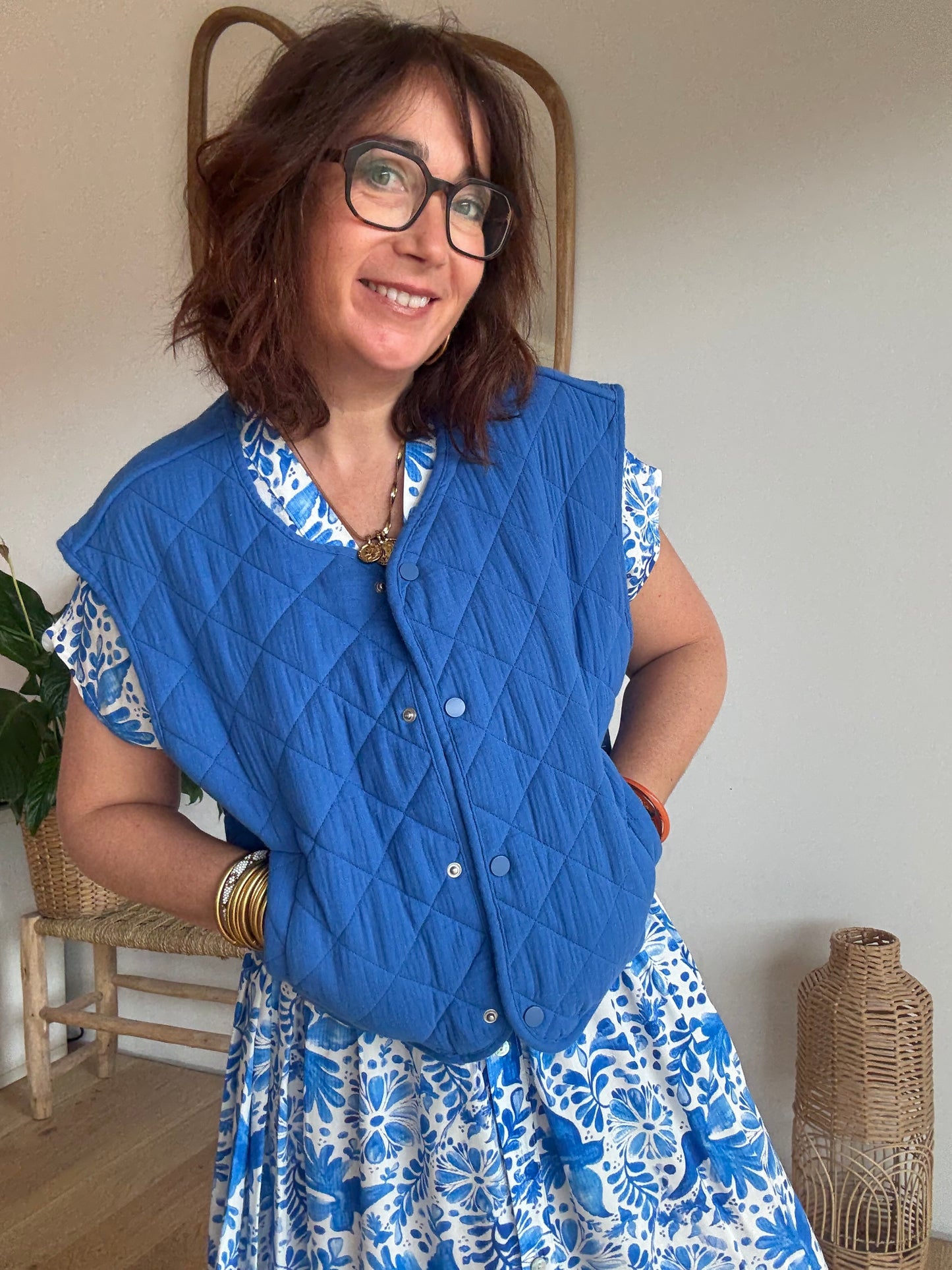 Veste matelassé bleu roi