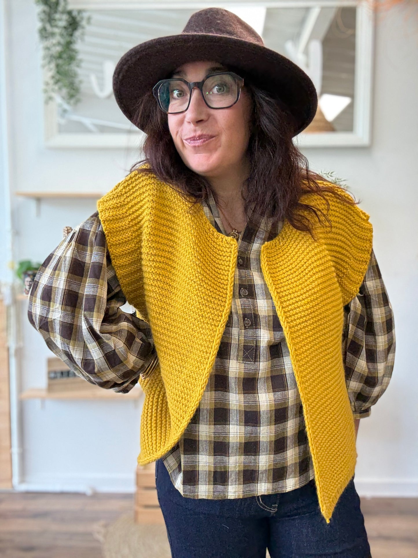 Gilet sans manches cow girl moutarde