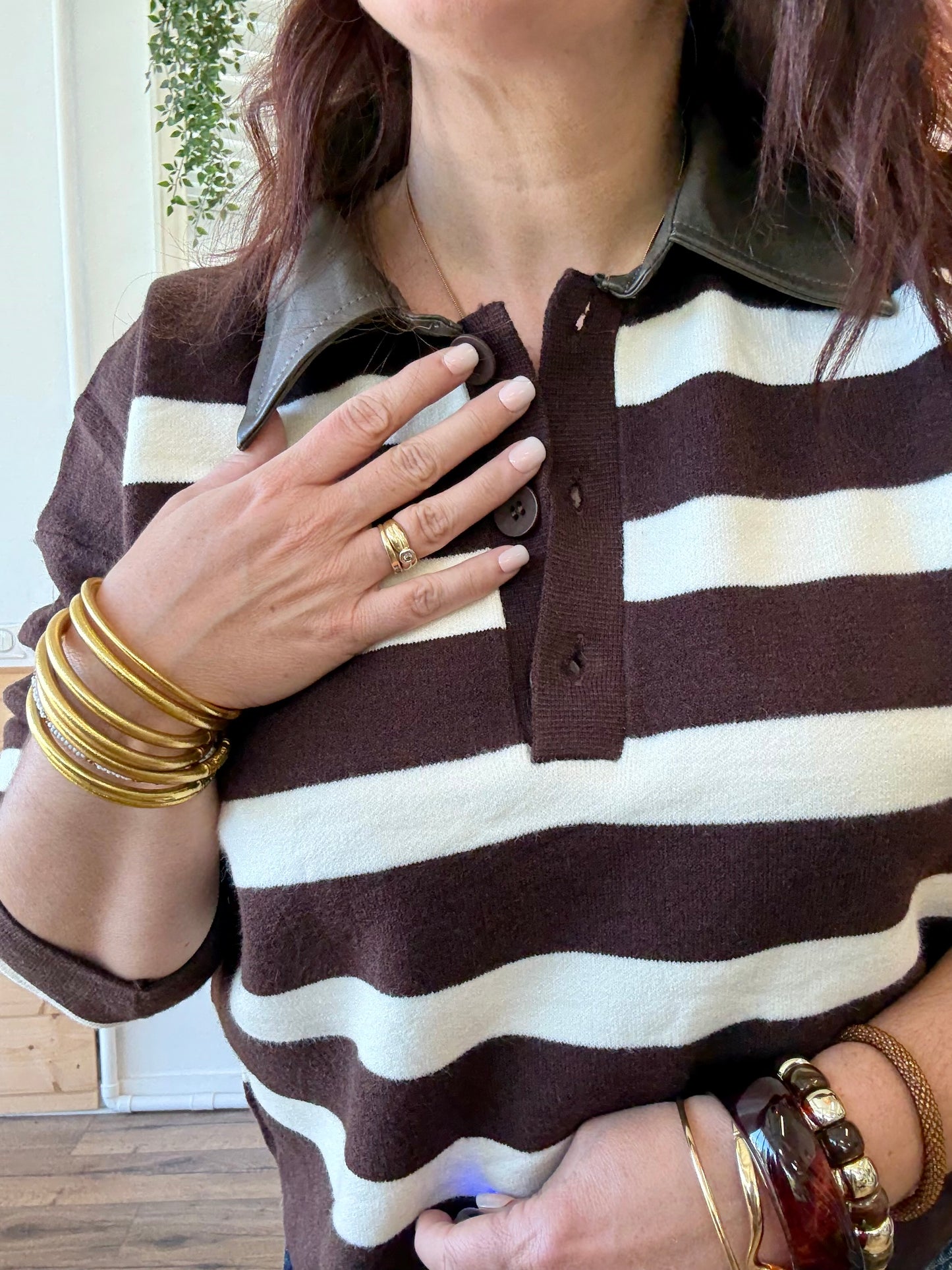 Polo rayé chocolat