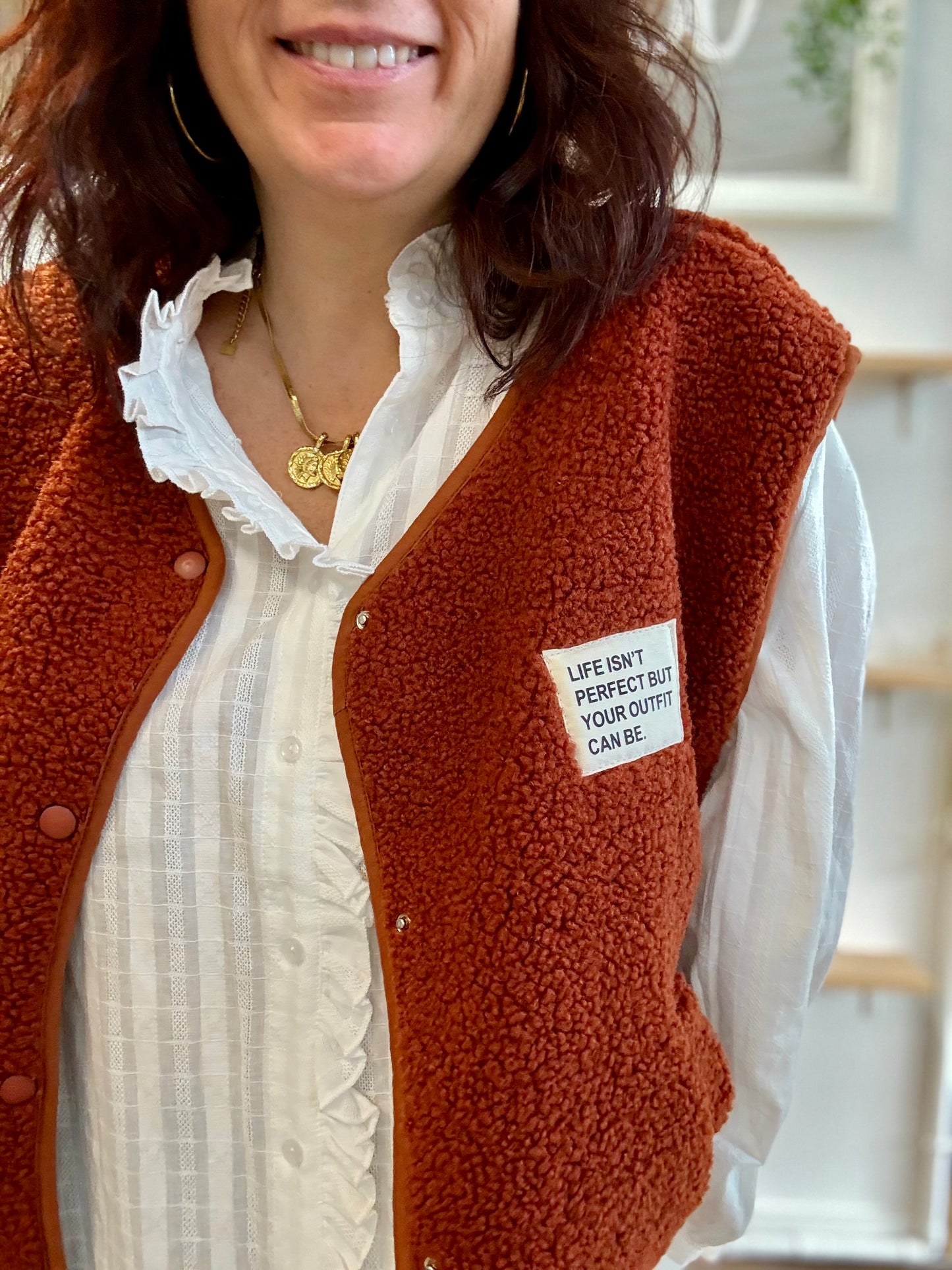 Veste Teddy brique