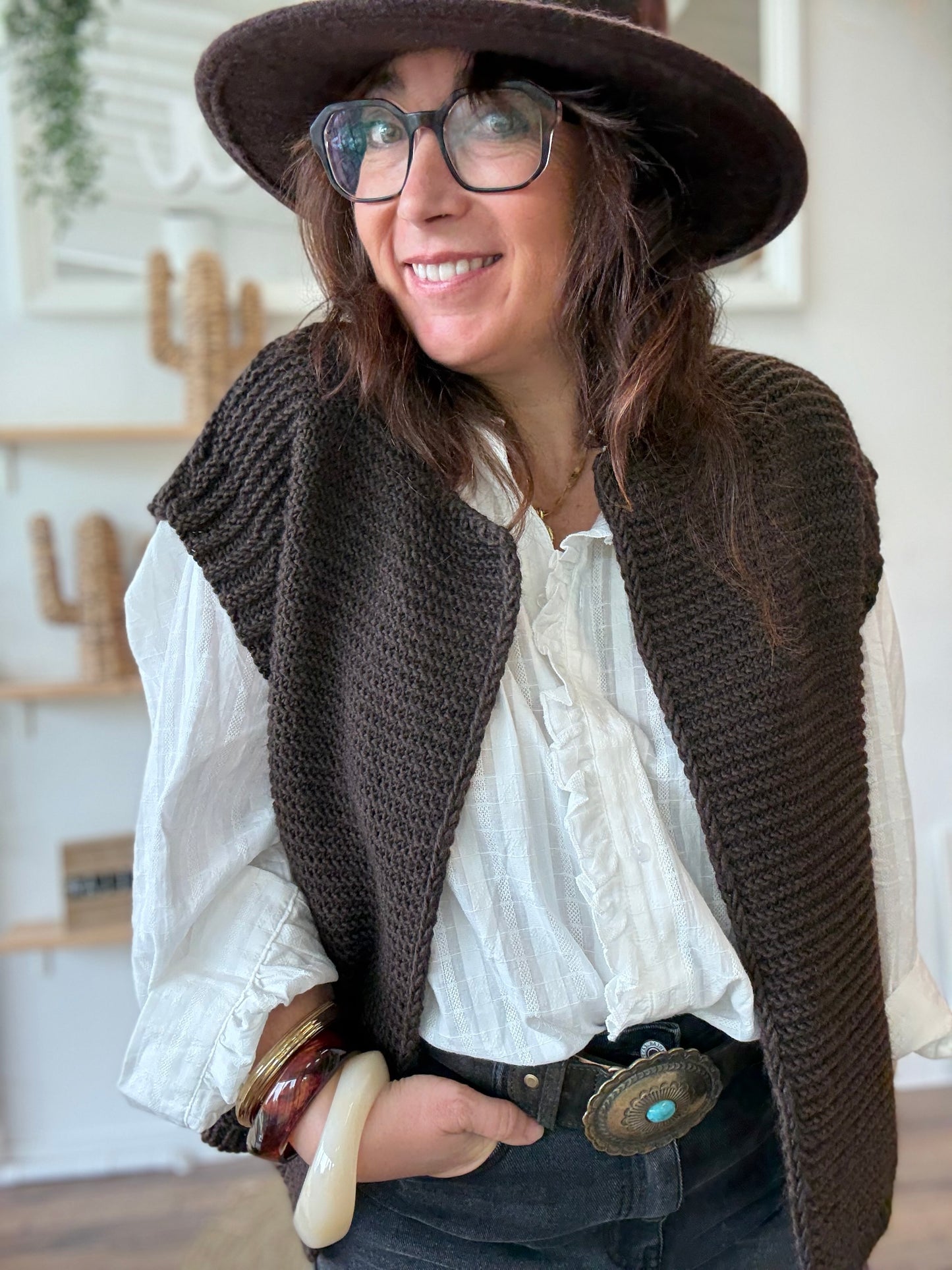 Gilet sans manches cow girl chocolat