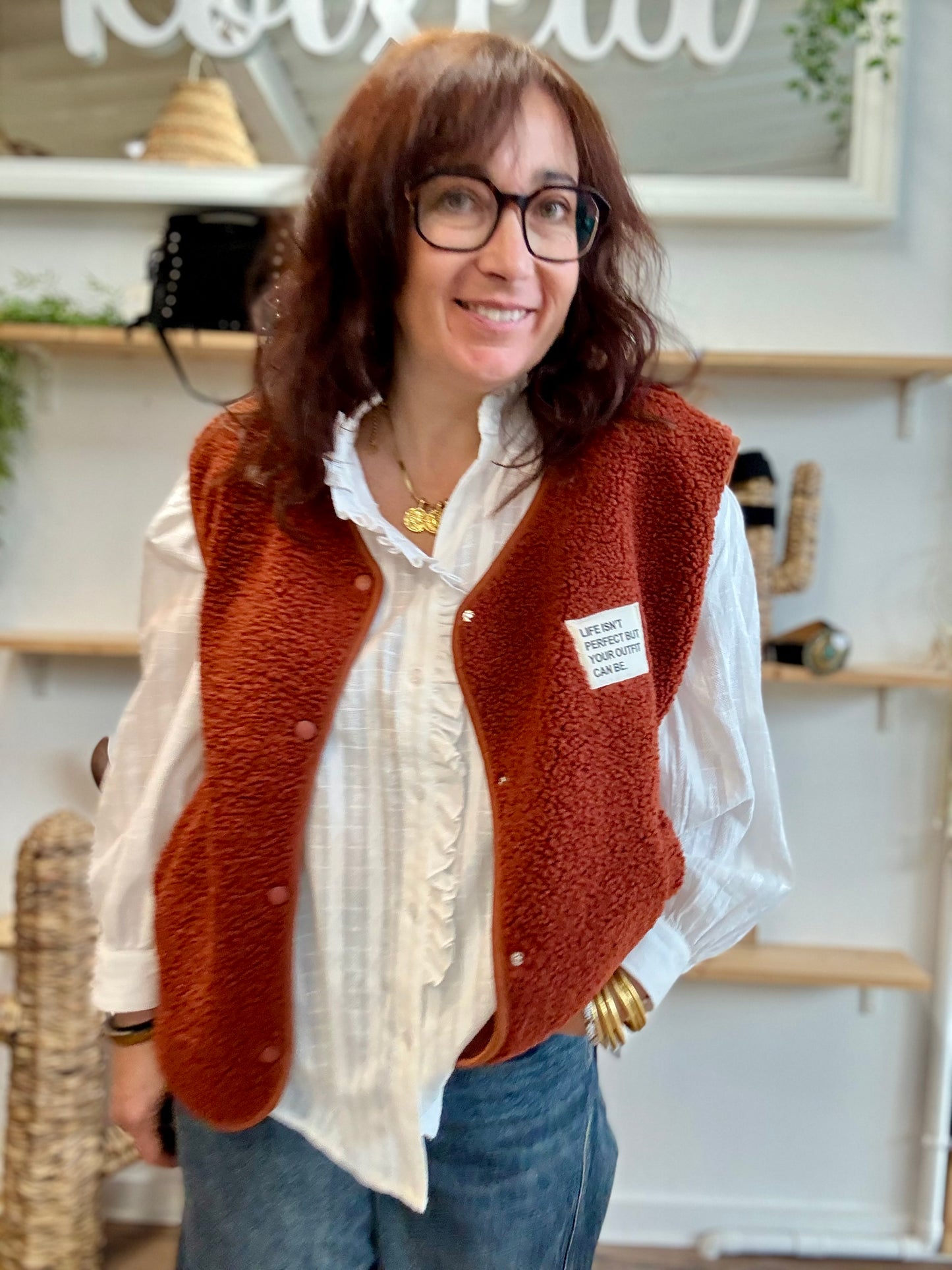 Veste Teddy brique