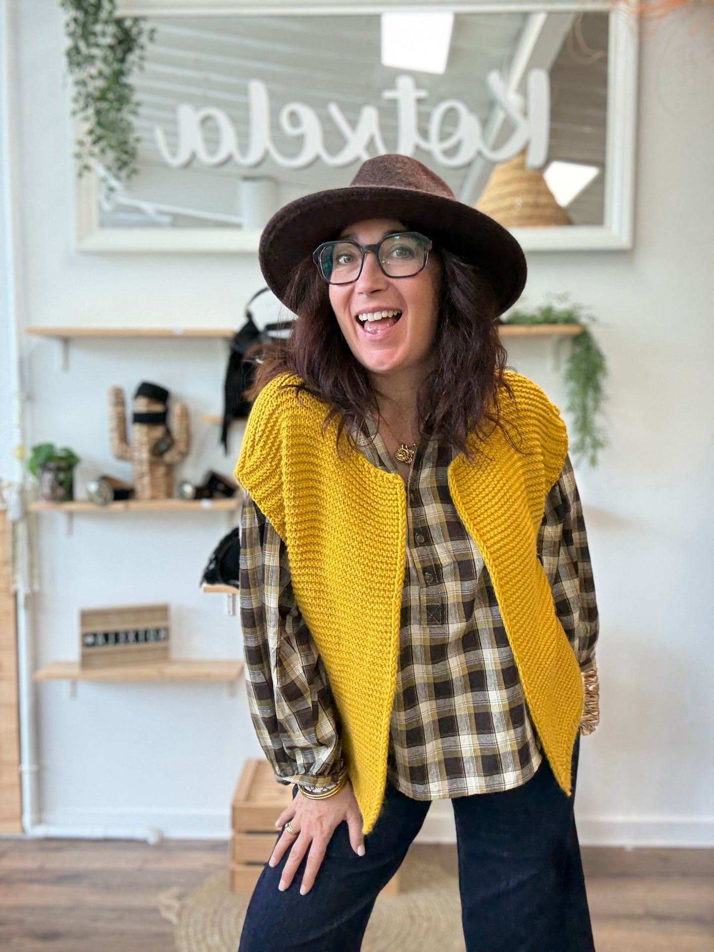 Gilet sans manches cow girl moutarde