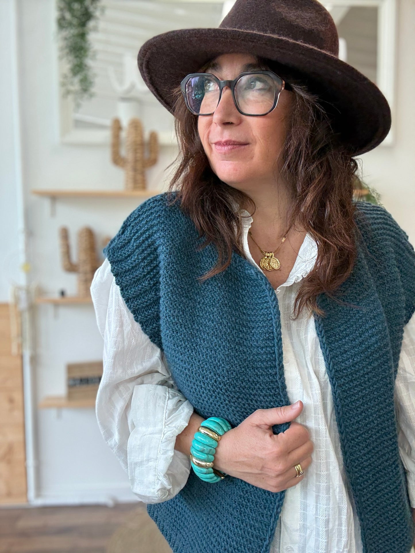 Gilet sans manches cow girl bleu