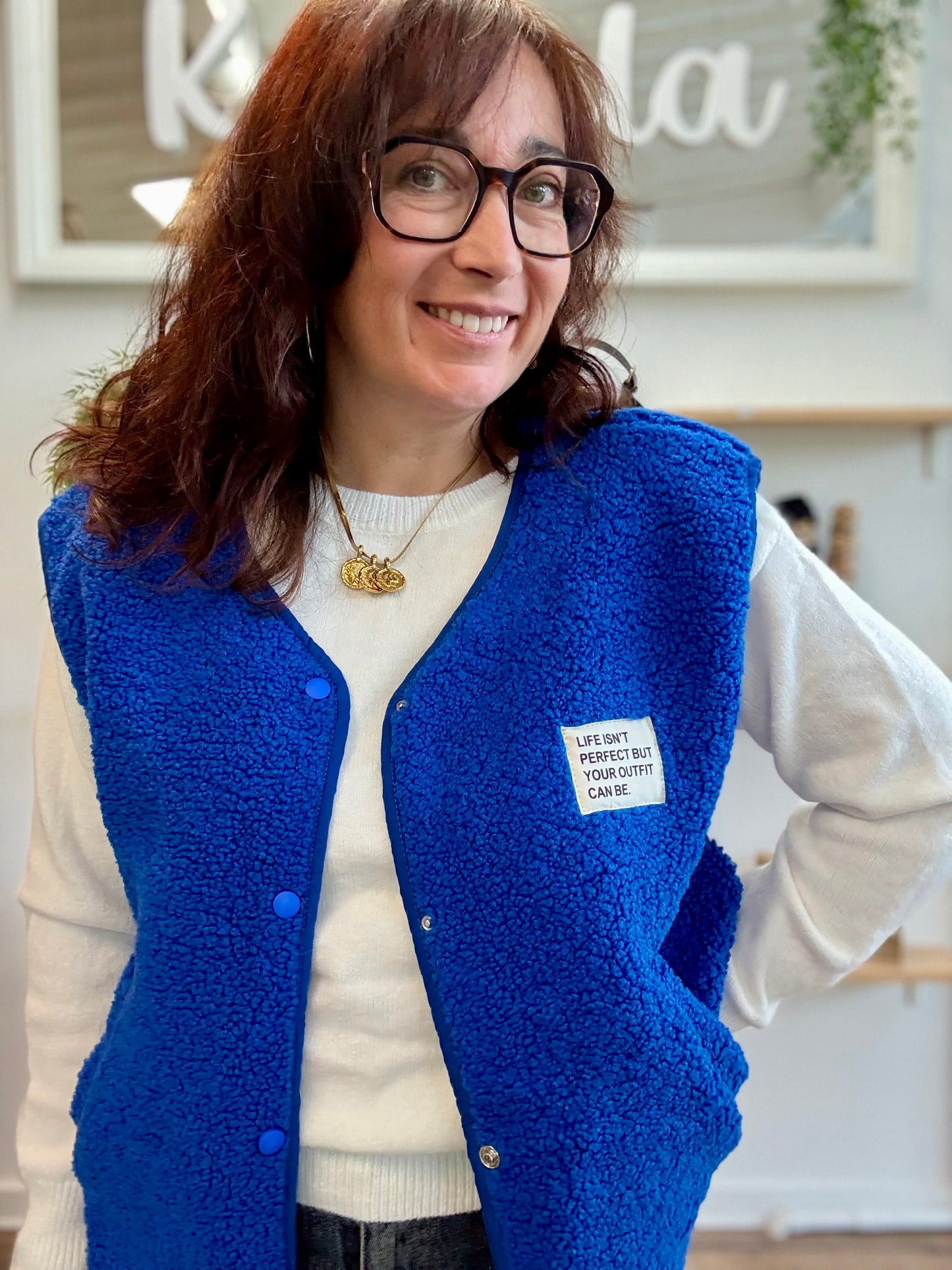 Veste Teddy bleu roi