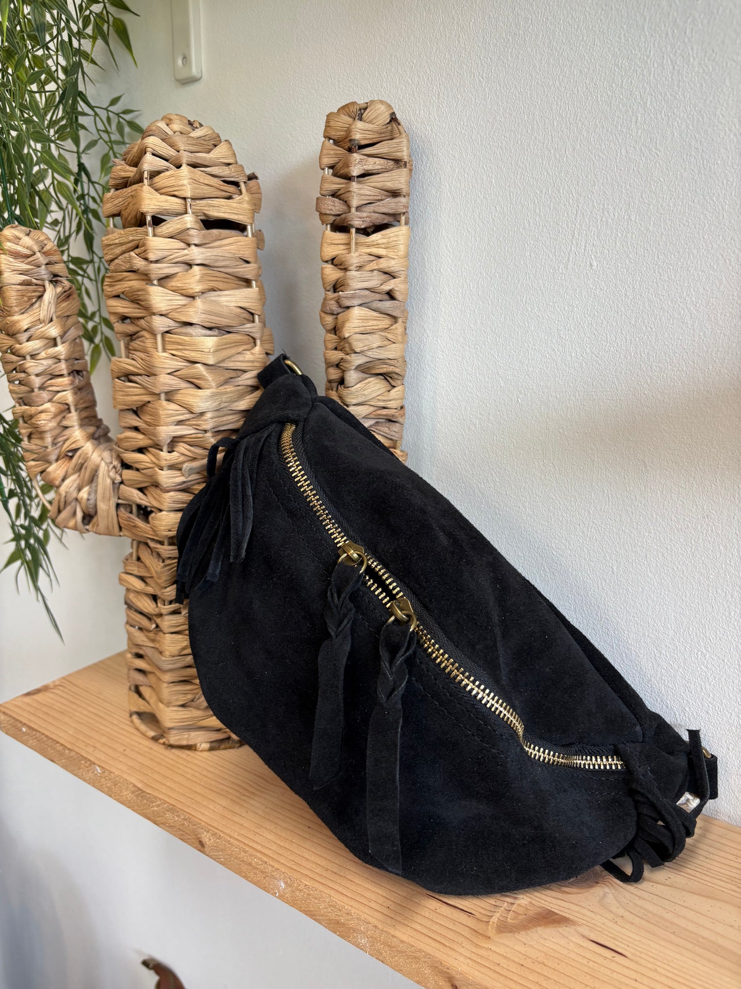 Banane cuir daim noir