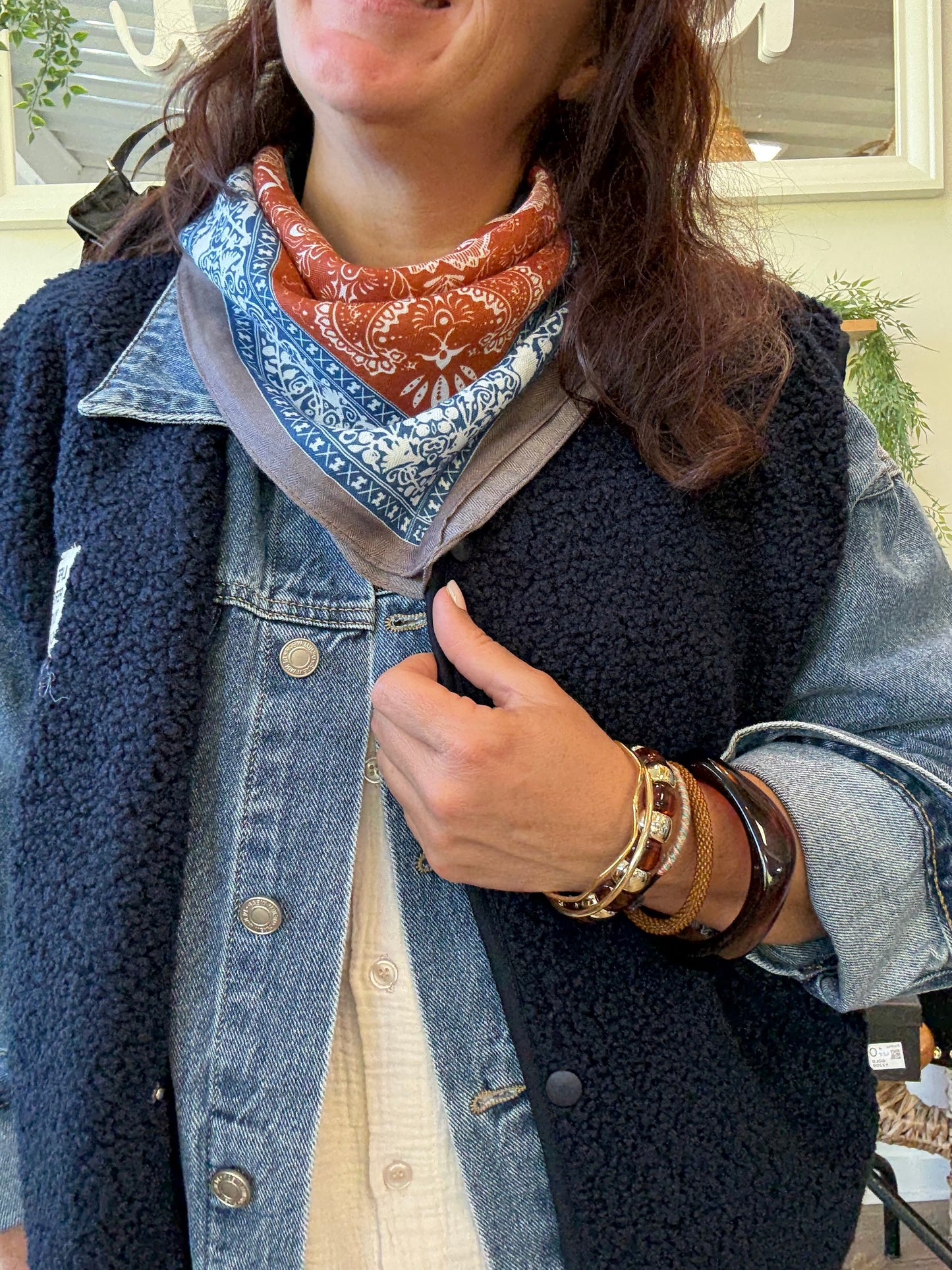 Foulard bandana bleu rouille