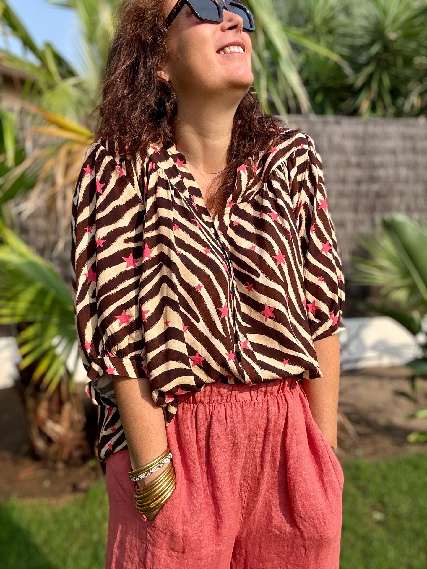 Pantalon lin magique terracotta