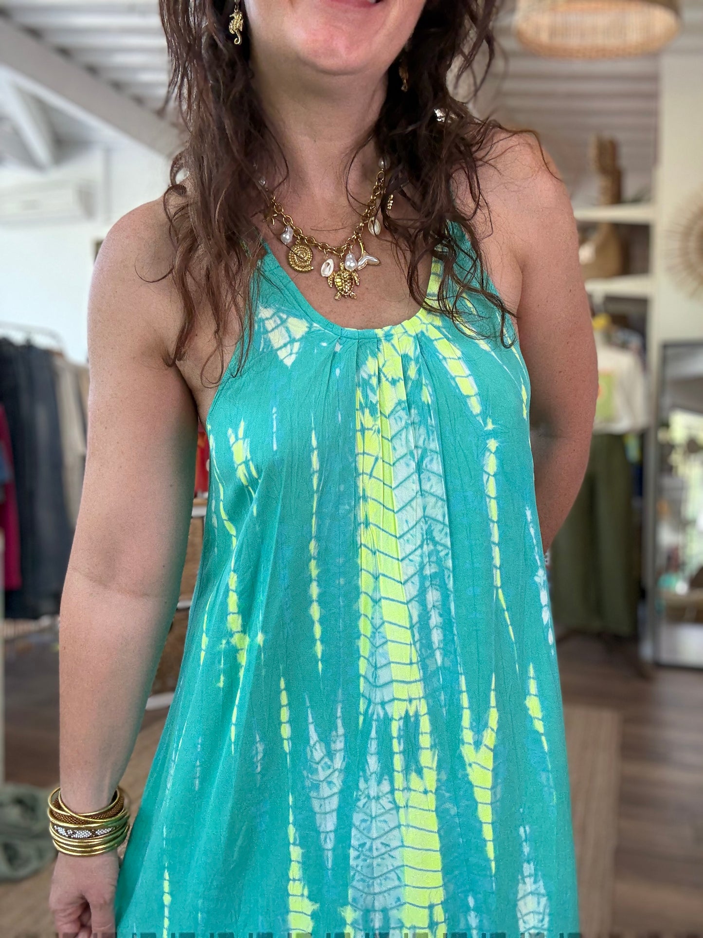 Robe SAMBAIA vert et jaune fluo