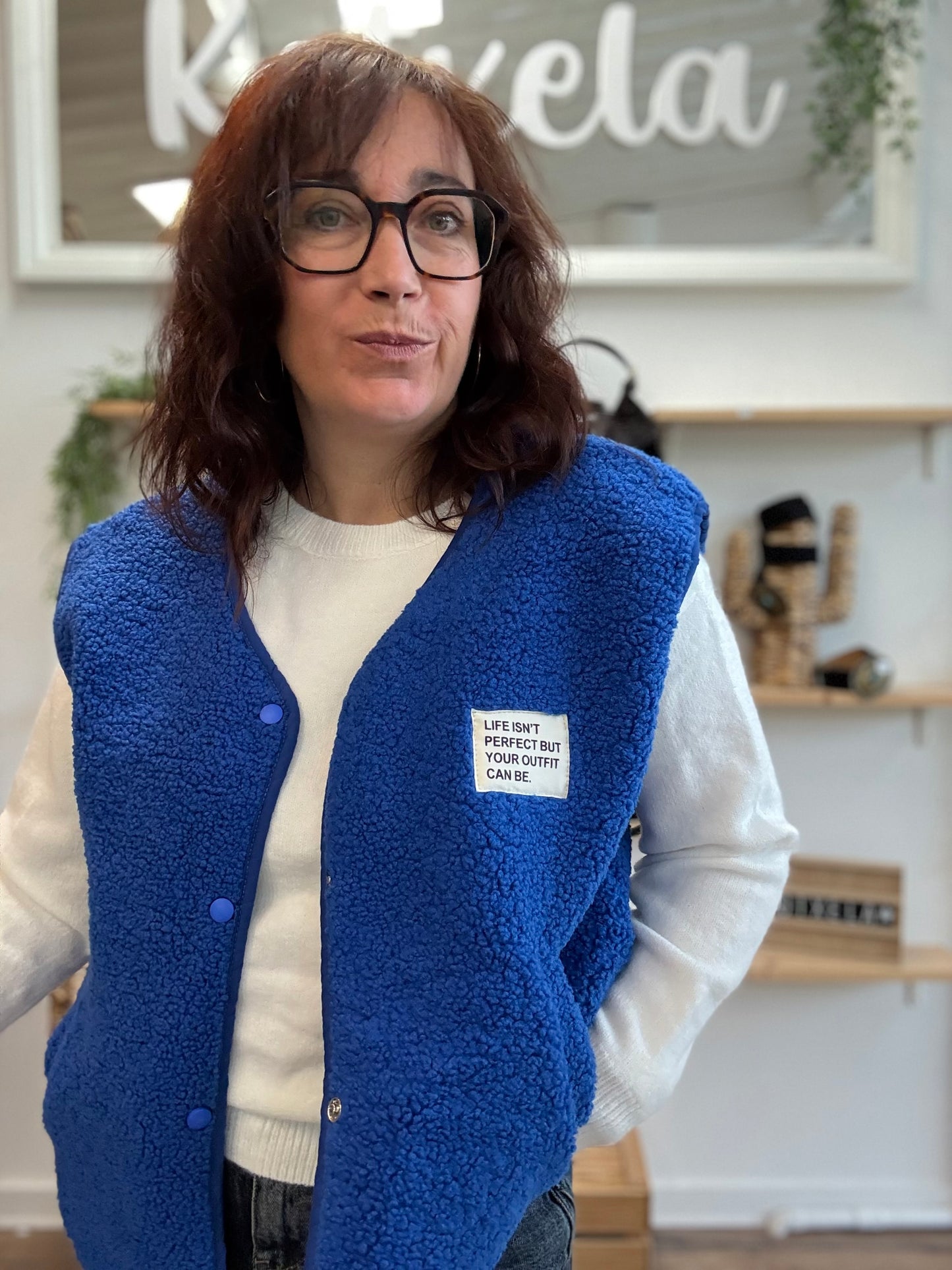 Veste Teddy bleu roi
