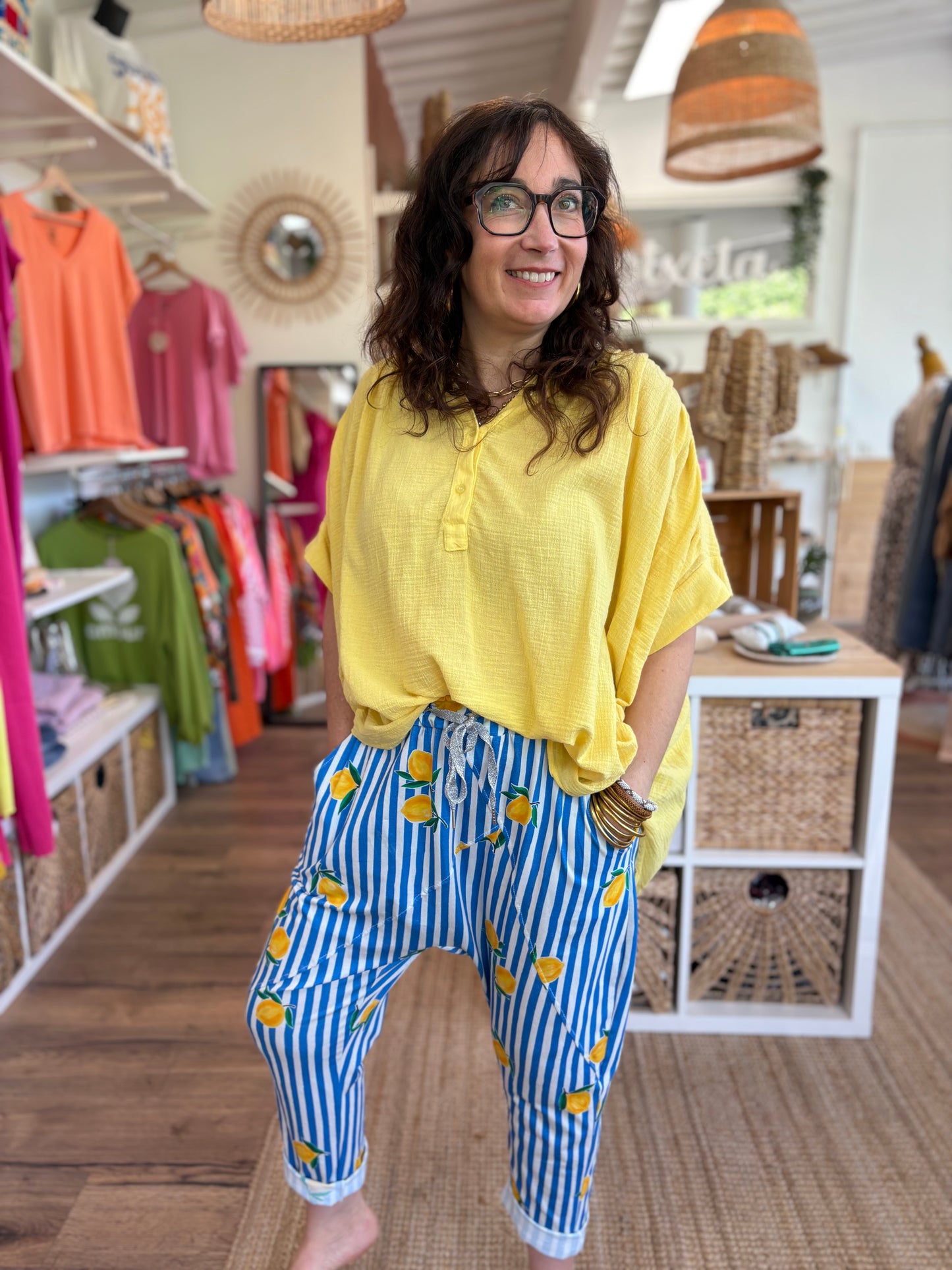 Blouse gaze de coton jaune
