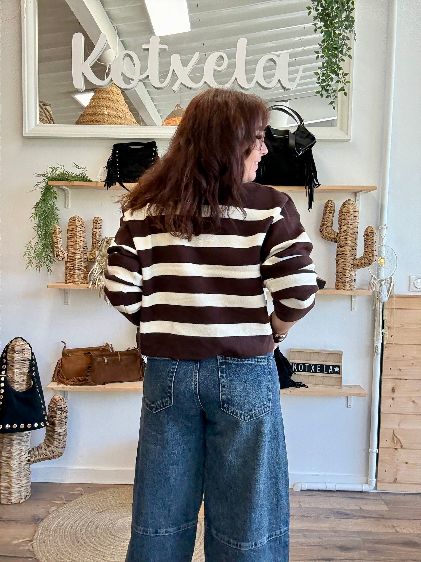 Polo rayé chocolat