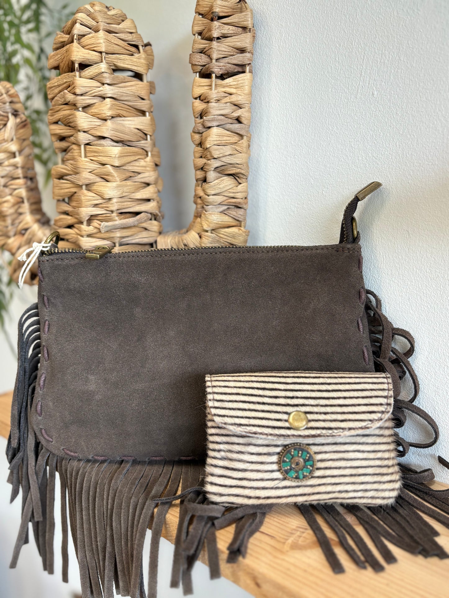 Sac à franges taupe