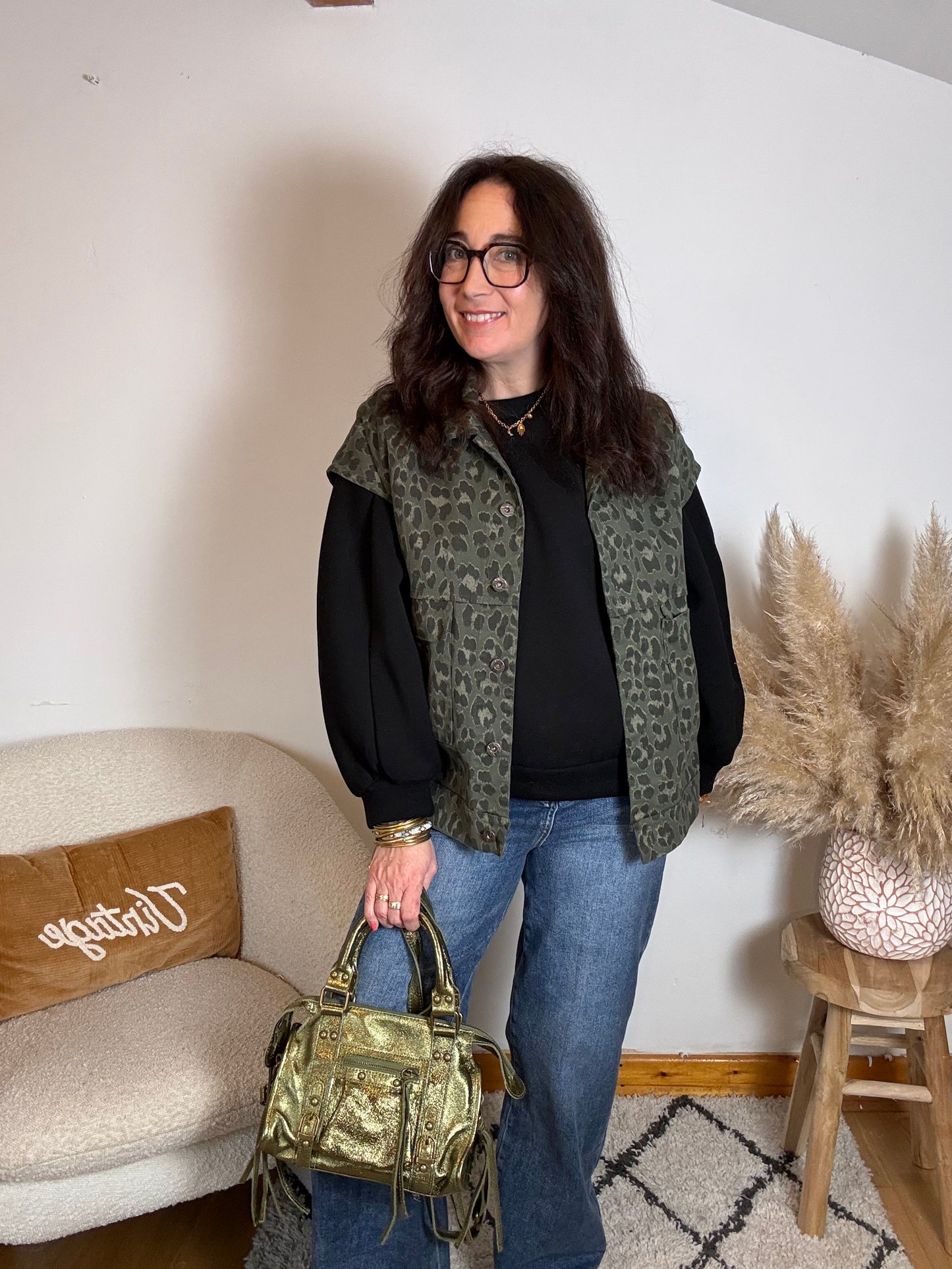 Sac en cuir Irisé Kaki